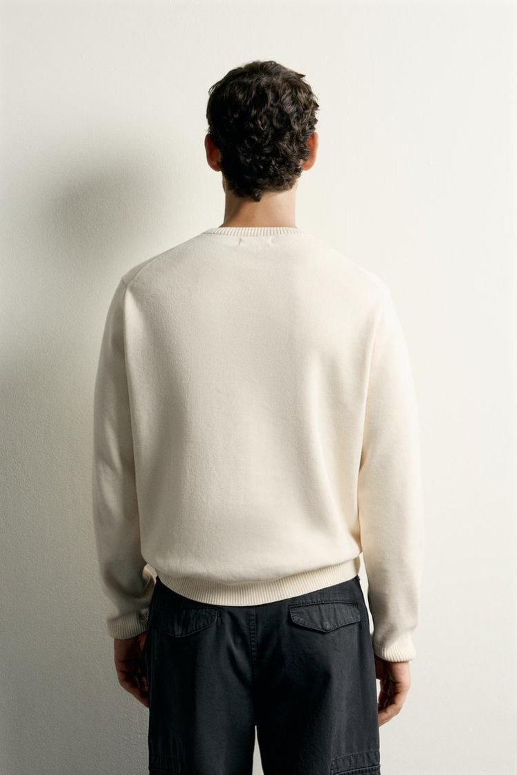 Zara Structured Cotton Knit — Cream