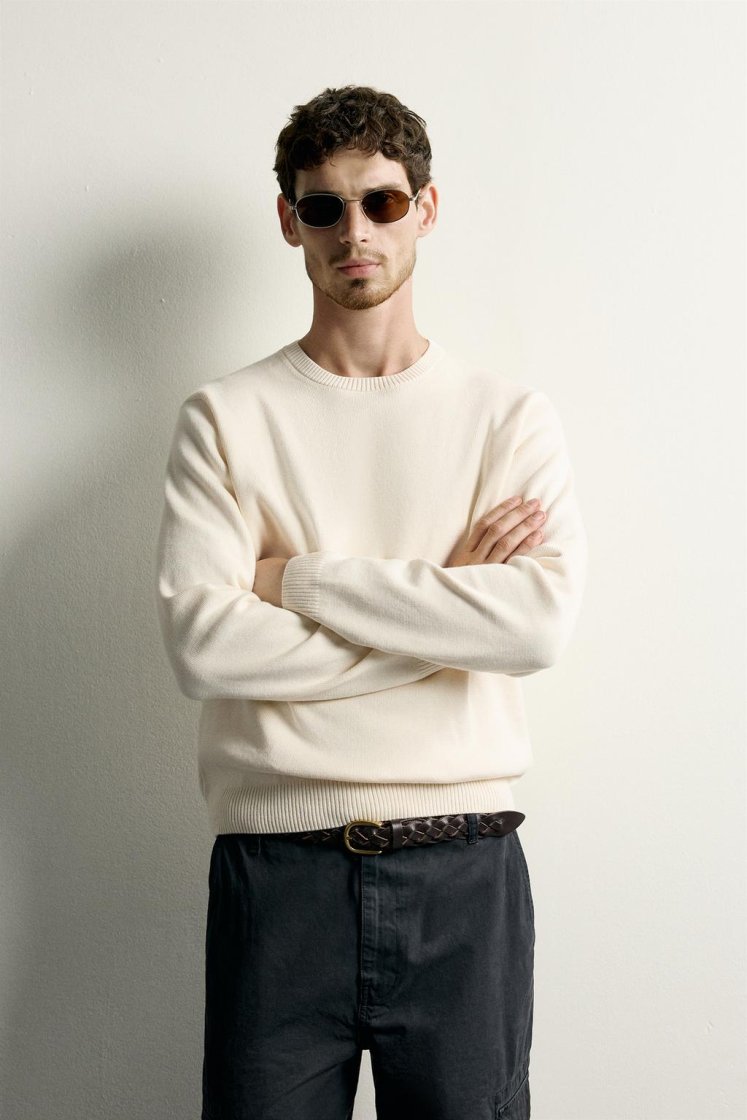 Zara Structured Cotton Knit — Cream
