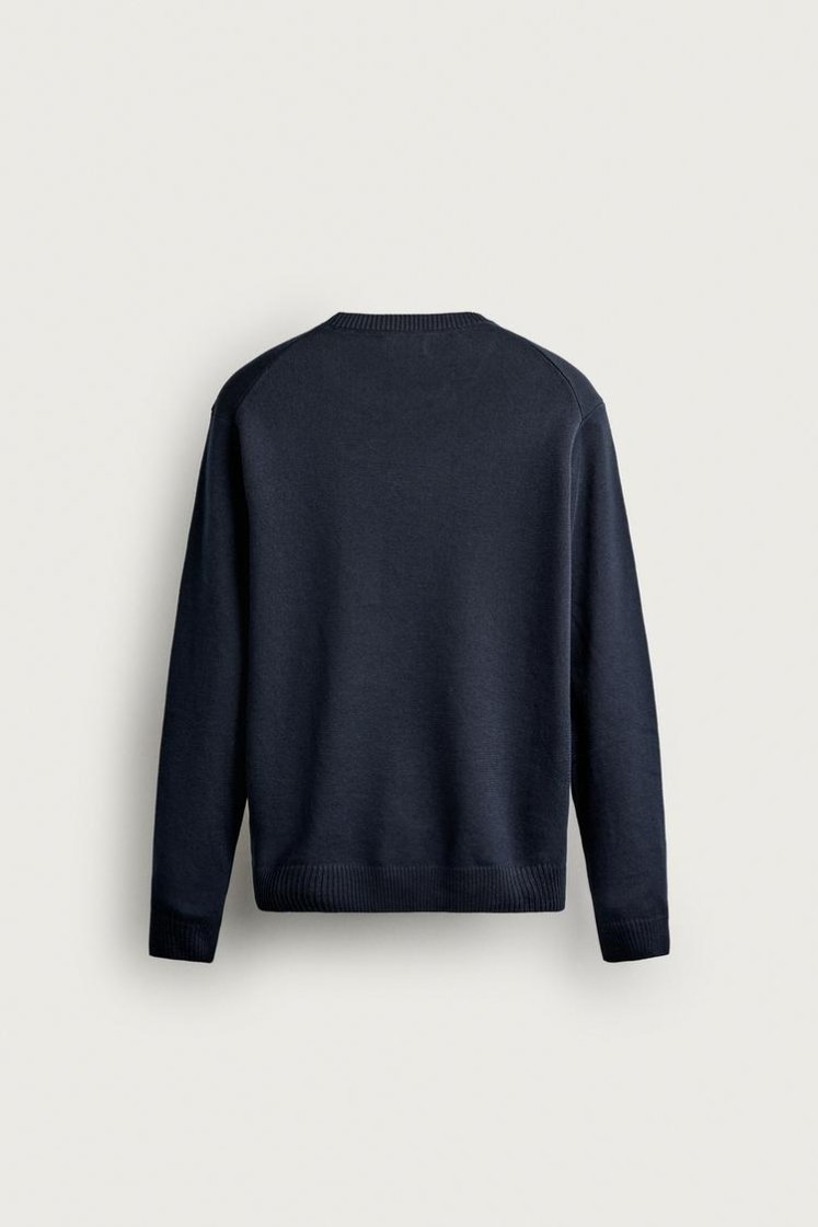 Zara Structured Cotton Knit — Navy