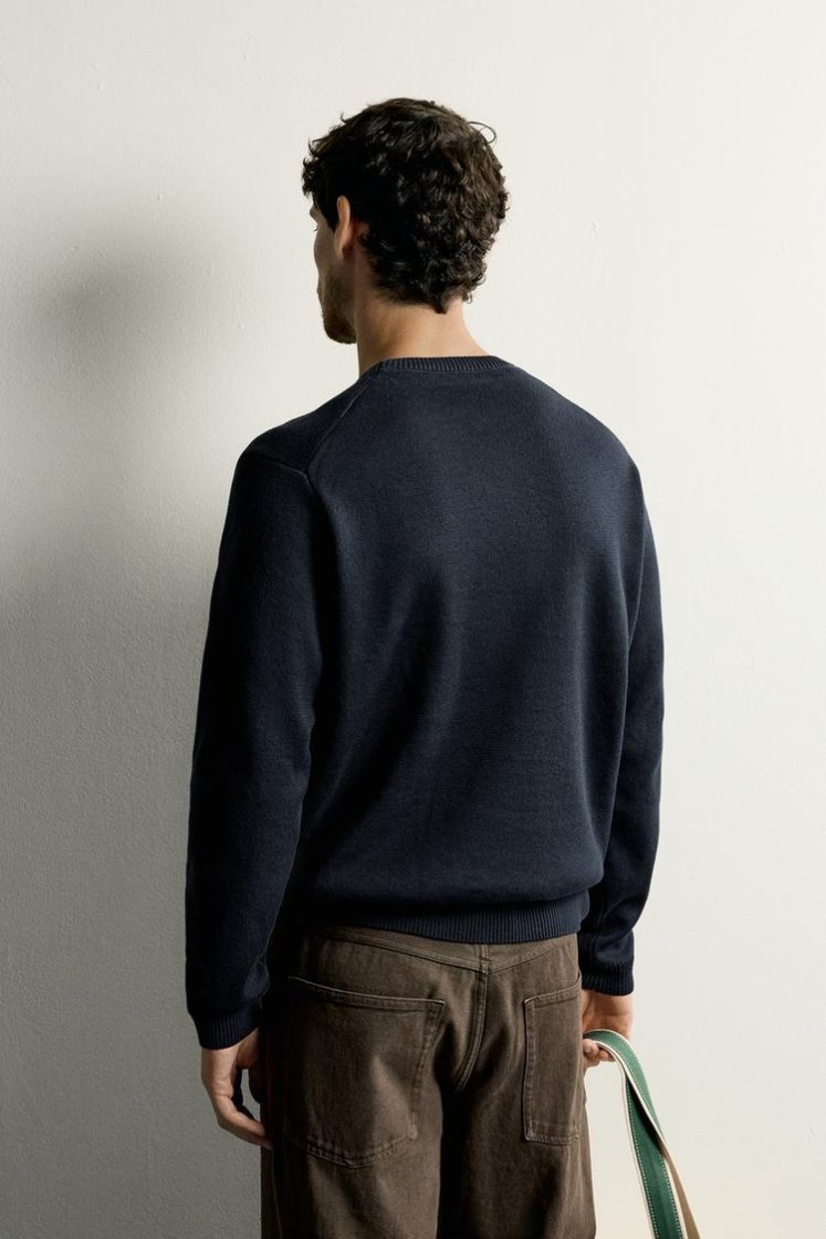 Zara Structured Cotton Knit — Navy