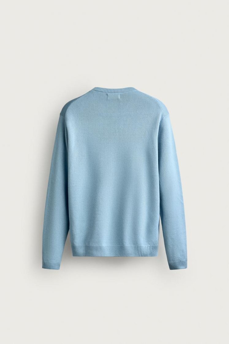 Zara Structured Cotton Knit — Sky Blue