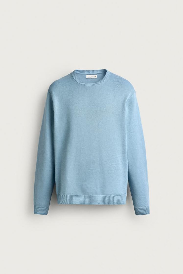 Zara Structured Cotton Knit — Sky Blue