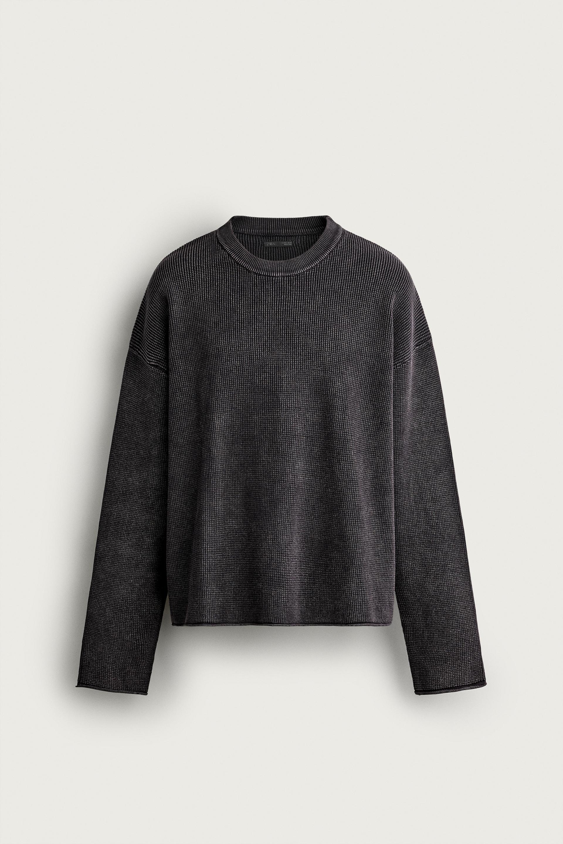 Zara Waffle Knit Relaxed Sweater — Navy