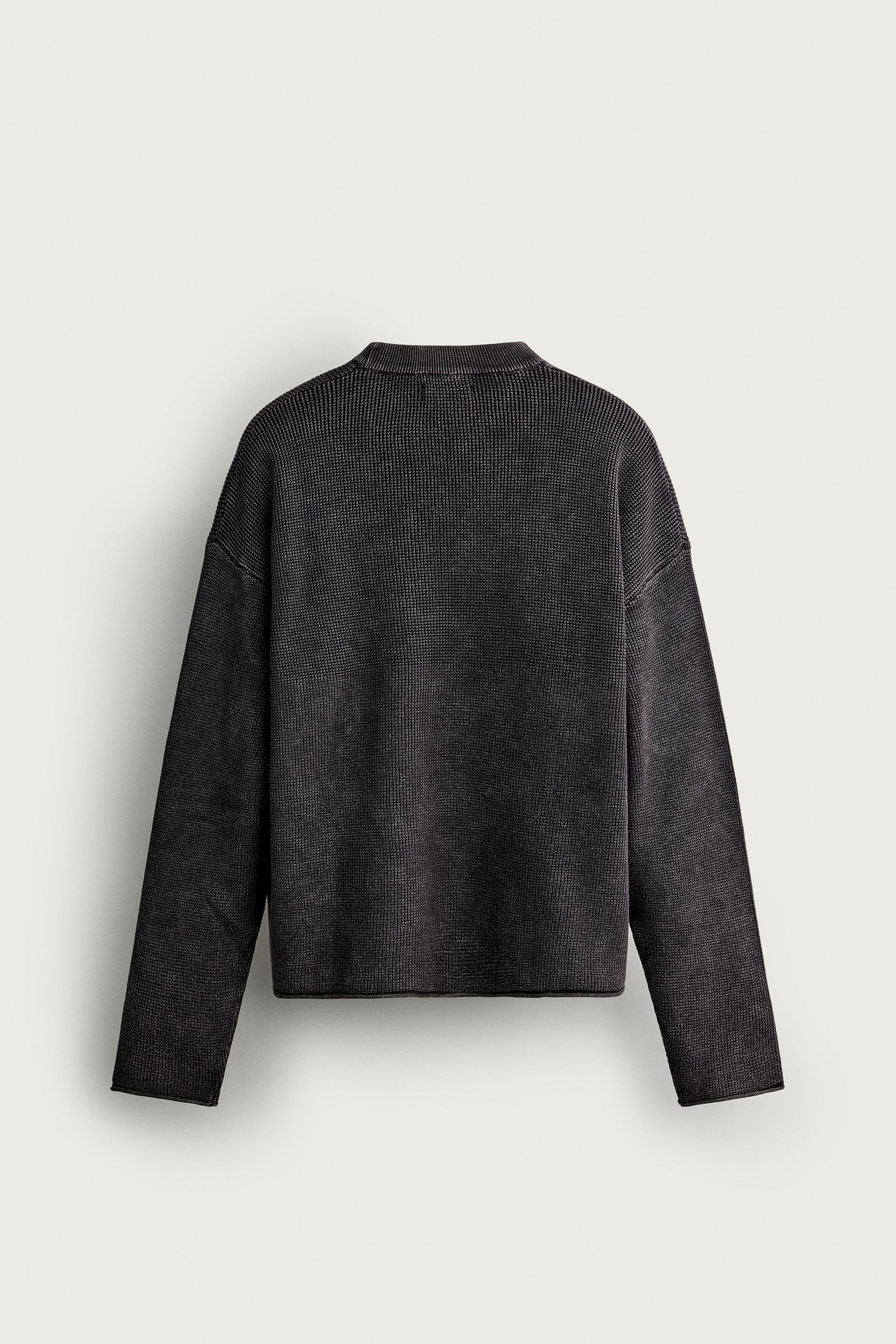Zara Waffle Knit Relaxed Sweater — Navy