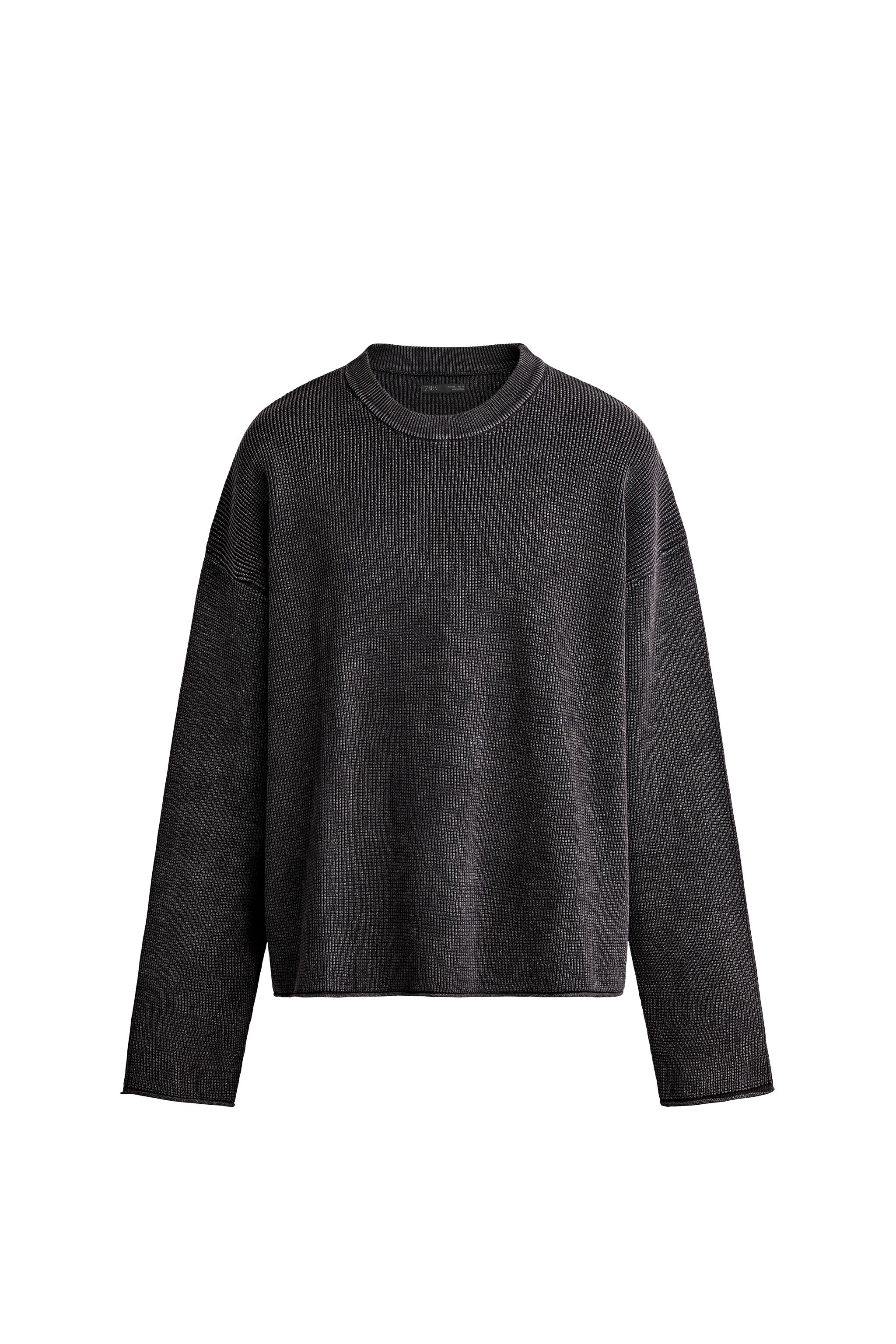 Zara Waffle Knit Relaxed Sweater — Navy