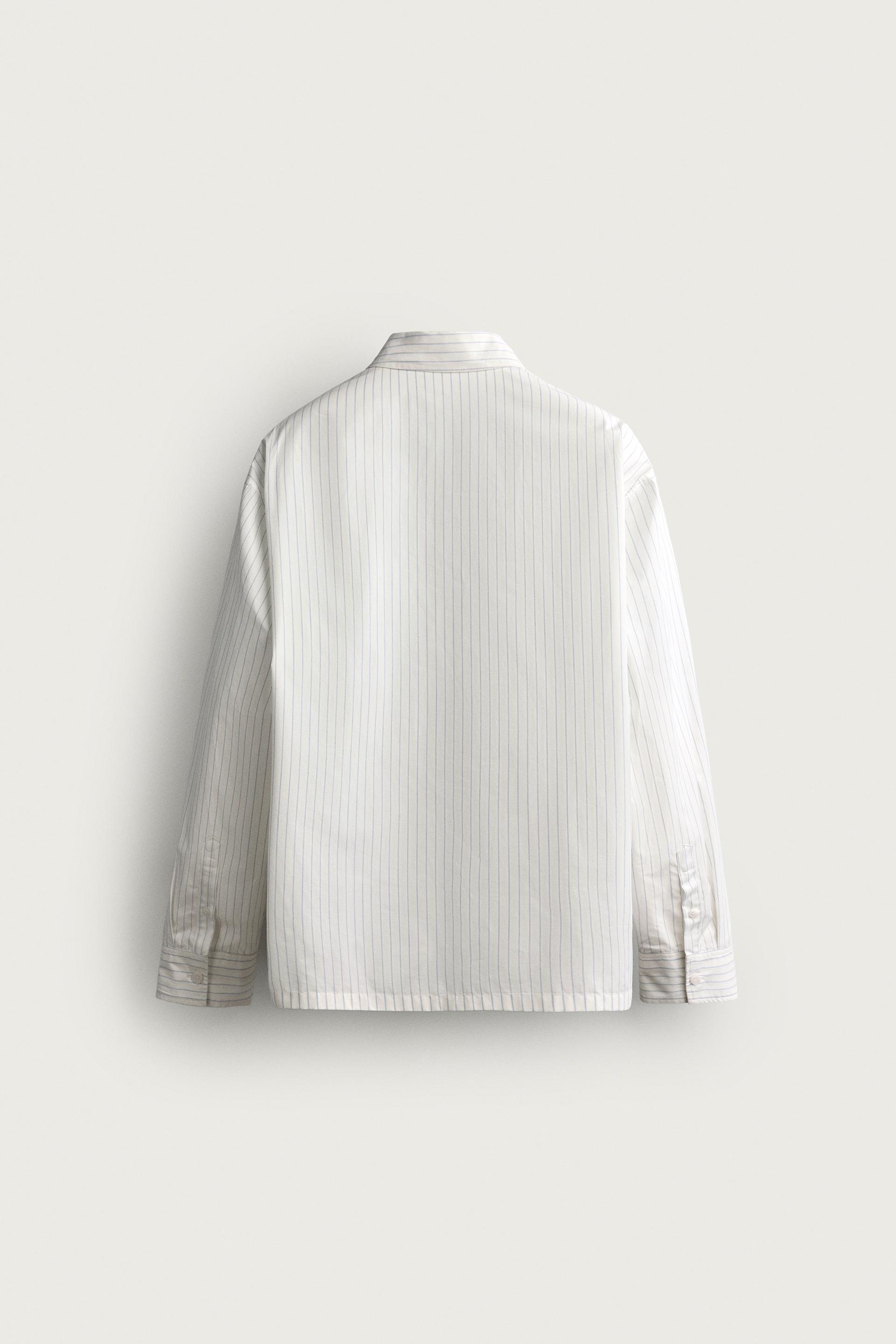 Zara Striped Overshirt Relaxed Fit — White