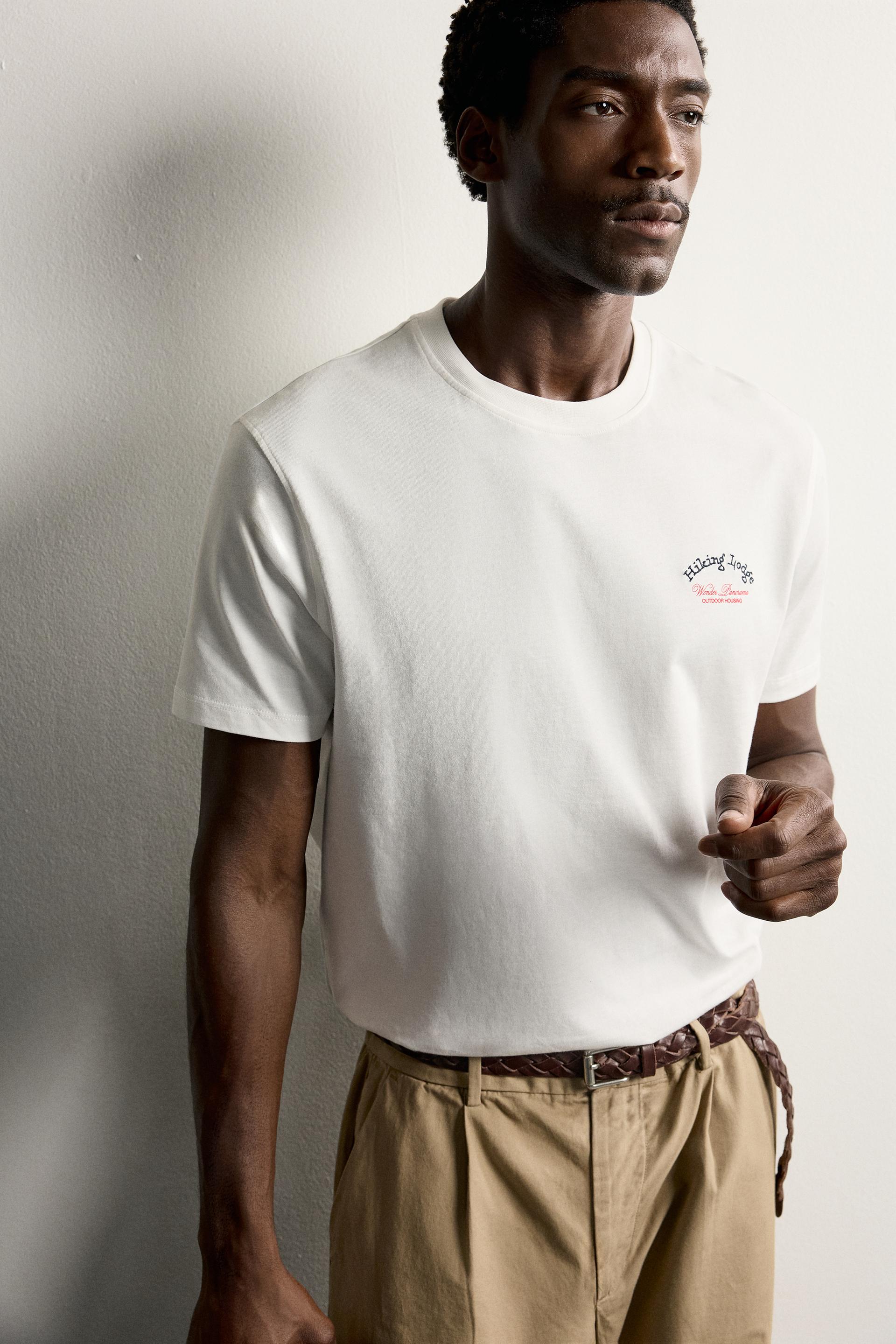 Zara T-SHIRT REGULAR FIT GRAPHIQUE — White