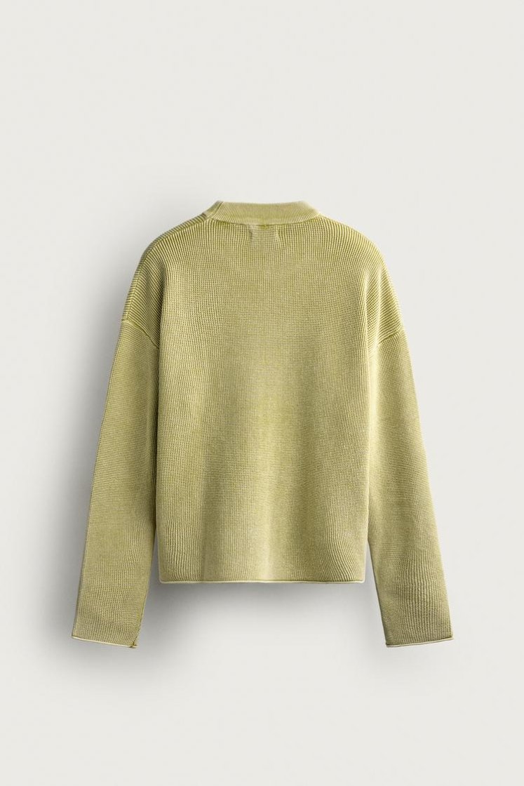 Zara Waffle Knit Relaxed Sweater — Yellow