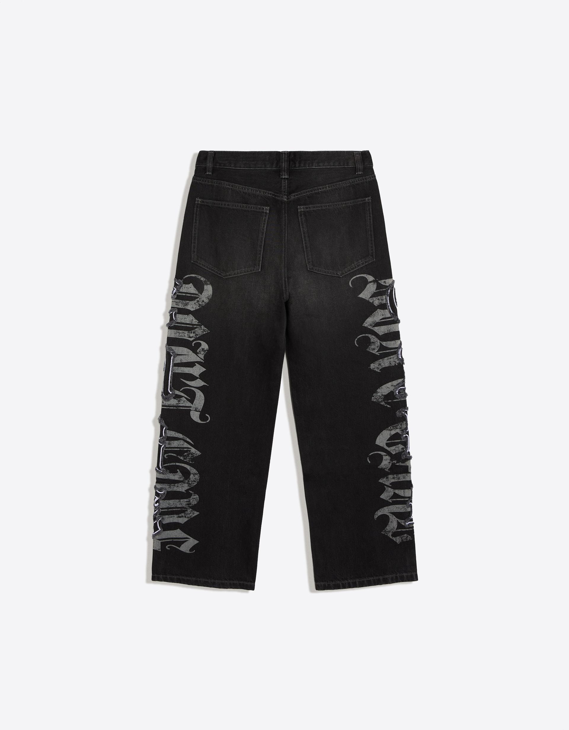 Bershka Baggy Patch Jeans — Noir