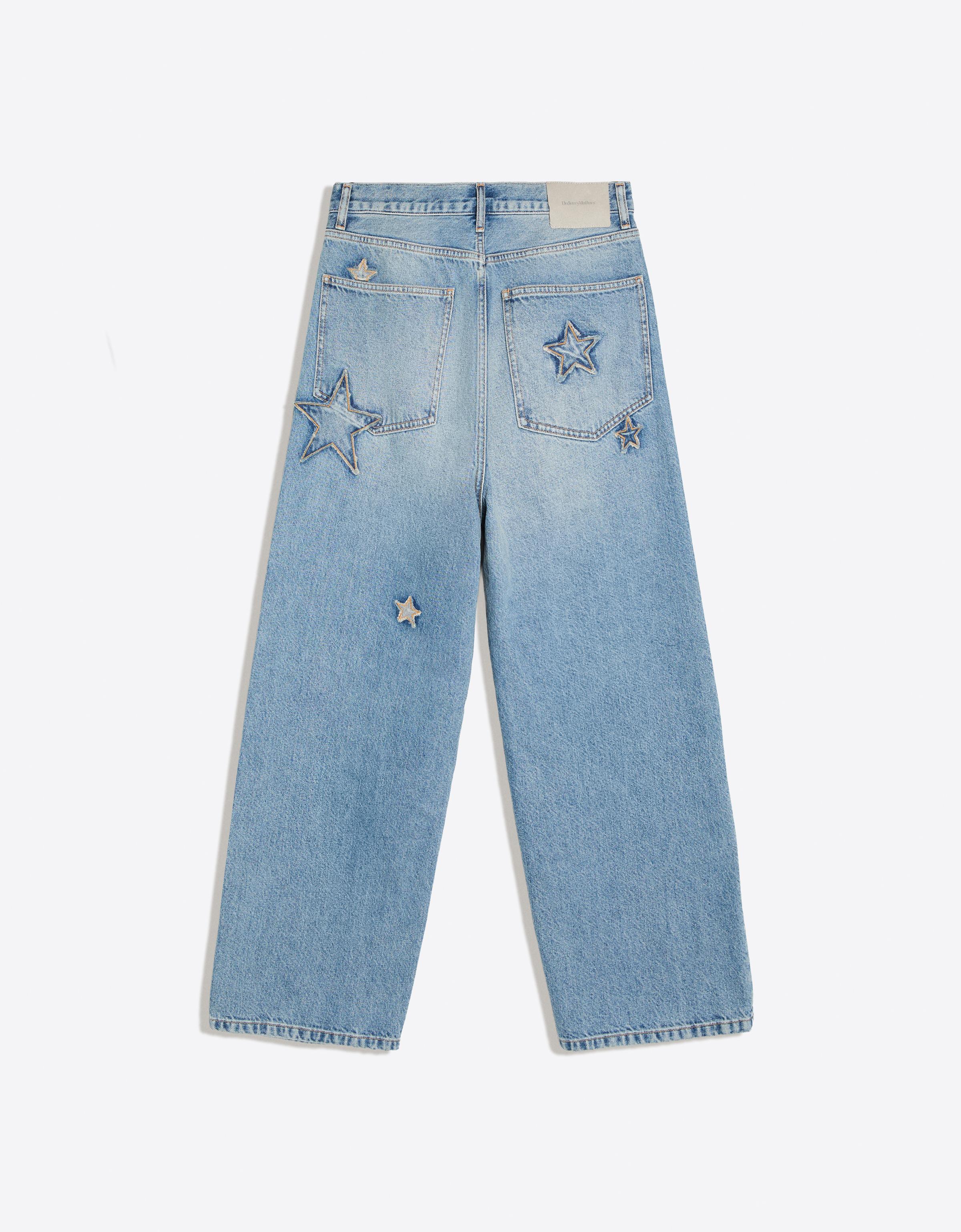 Bershka Baggy Patch Jeans — Bleu lavé