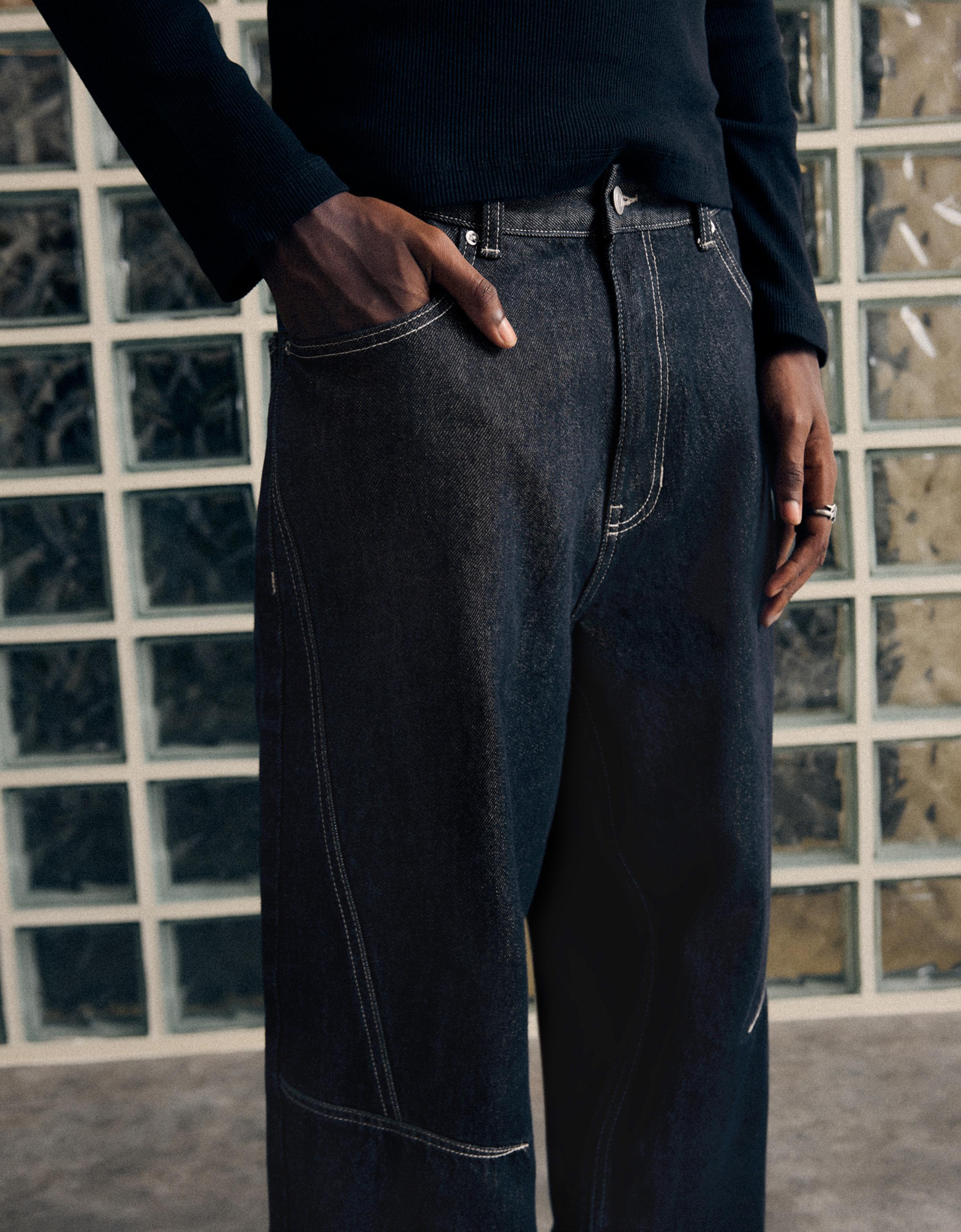 Bershka Balloon Fit Denim Jeans — Marine