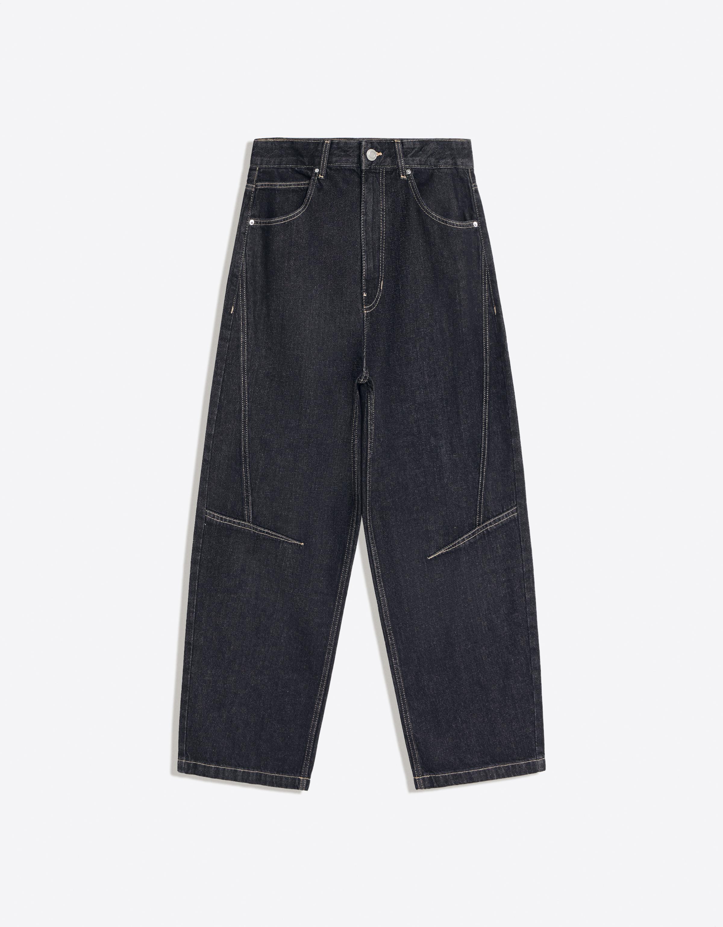 Bershka Balloon Fit Denim Jeans — Marine