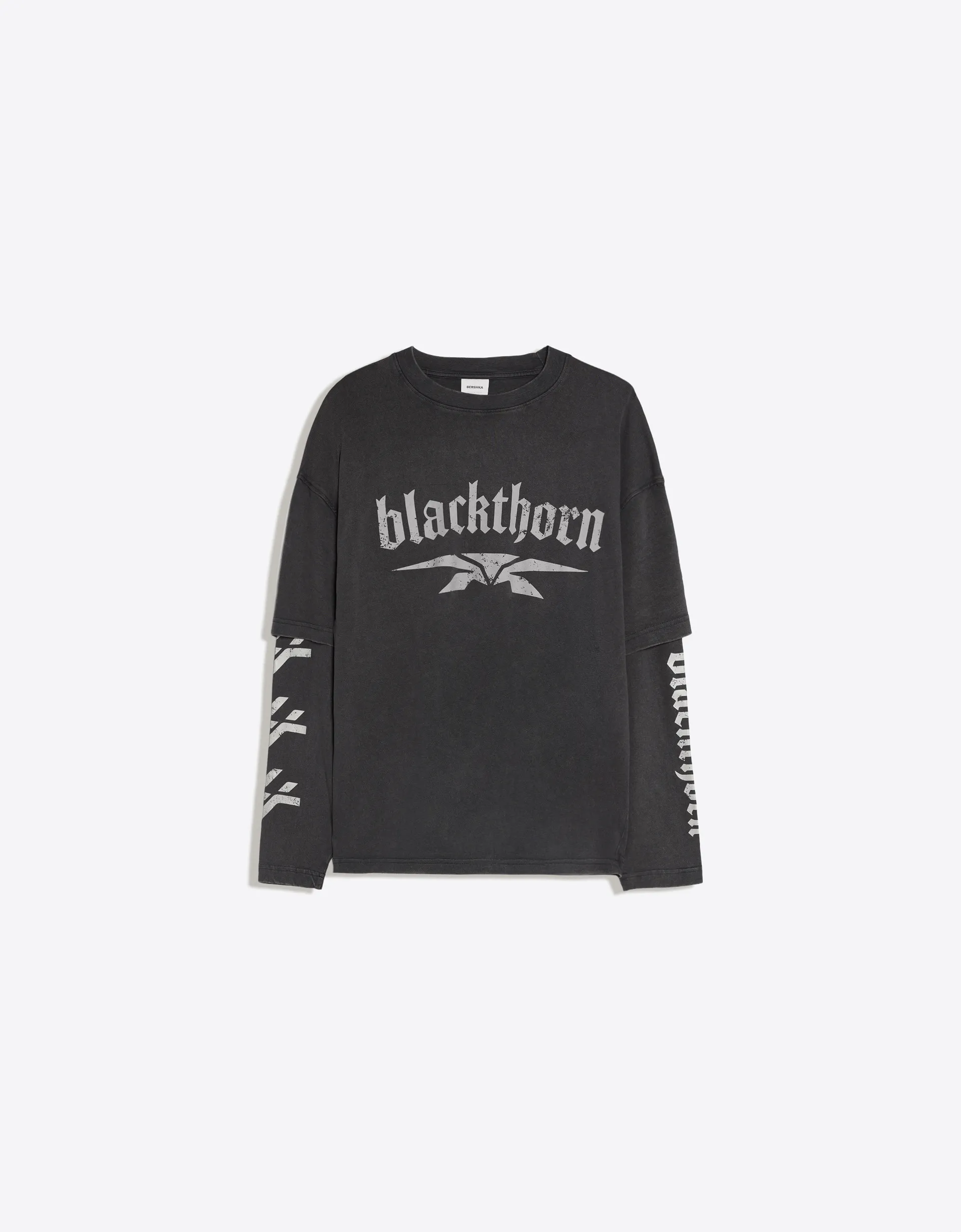 Bershka Double-Sleeve Printed Tee