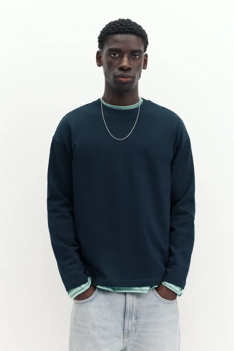 Heavyweight Relaxed Long-Sleeve — Navy