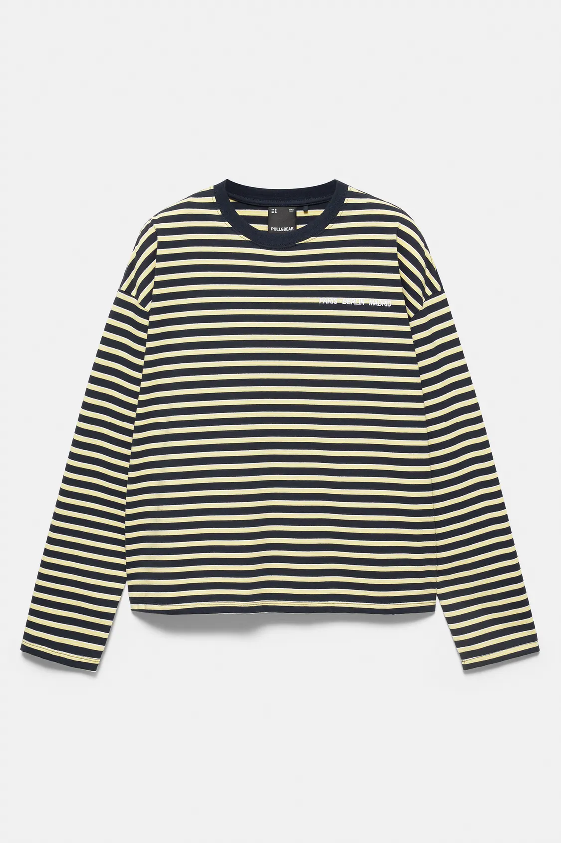 Pull&Bear Striped Long Sleeve T-Shirt — Yellow