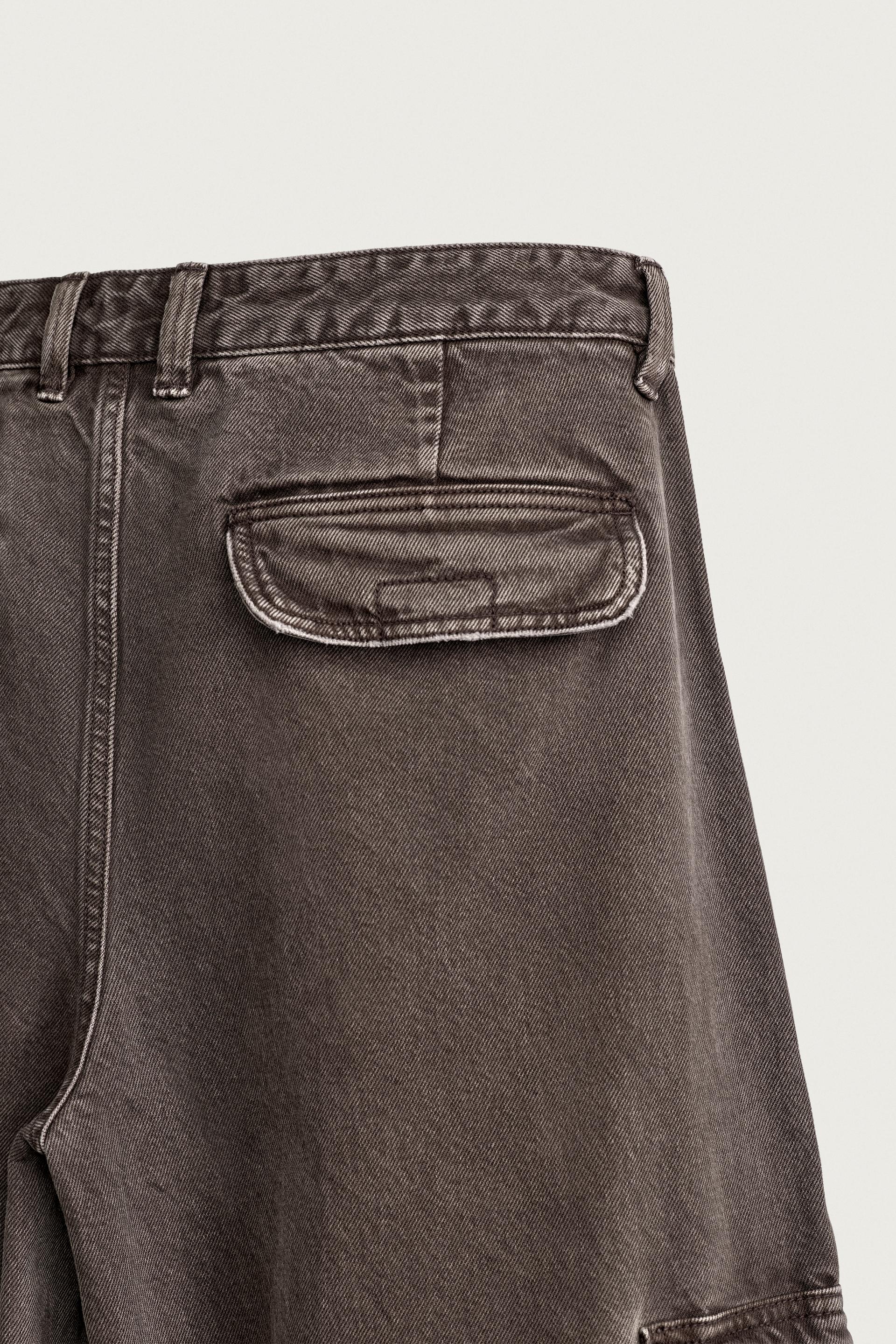 Zara Relaxed Cargo Trousers — Brown