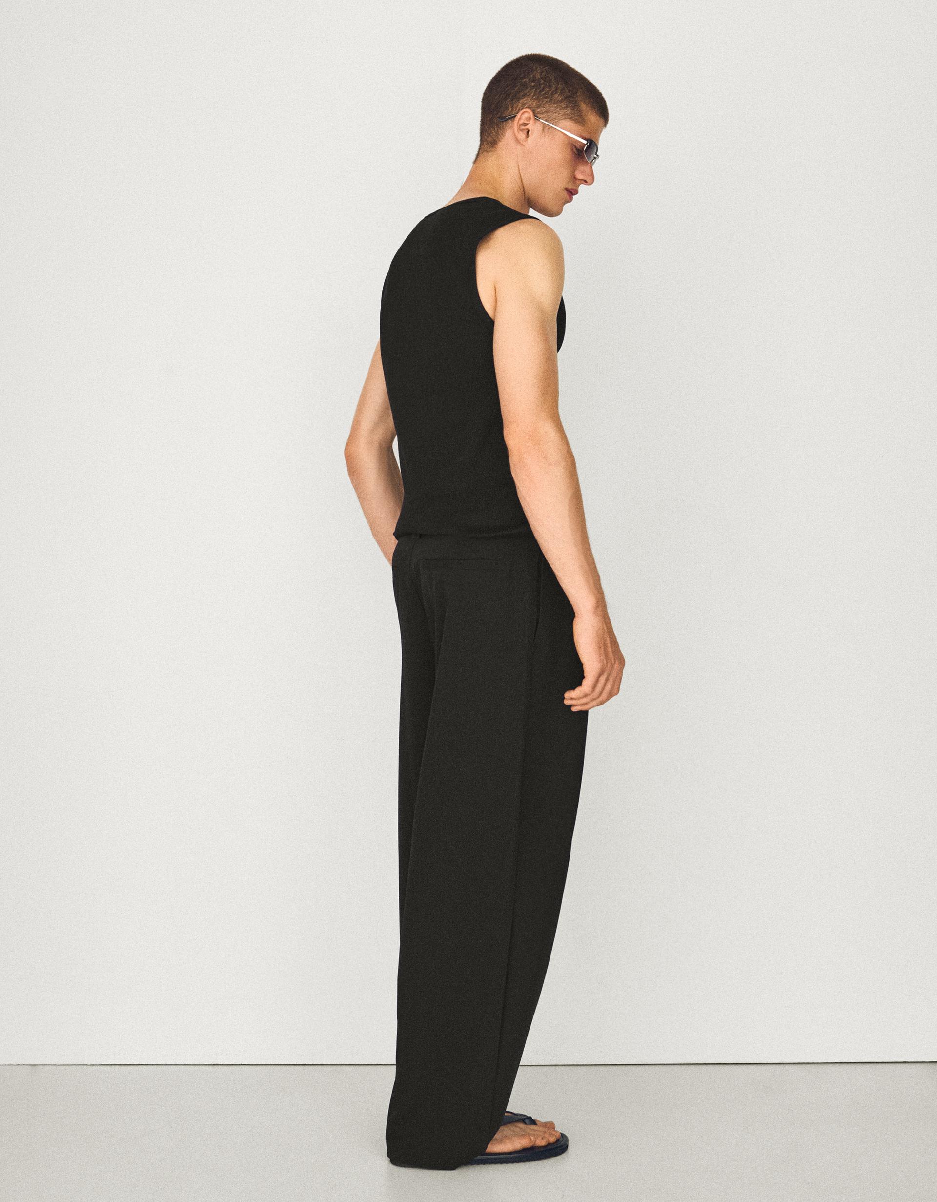 Bershka Pantalon baggy à pinces — Noir