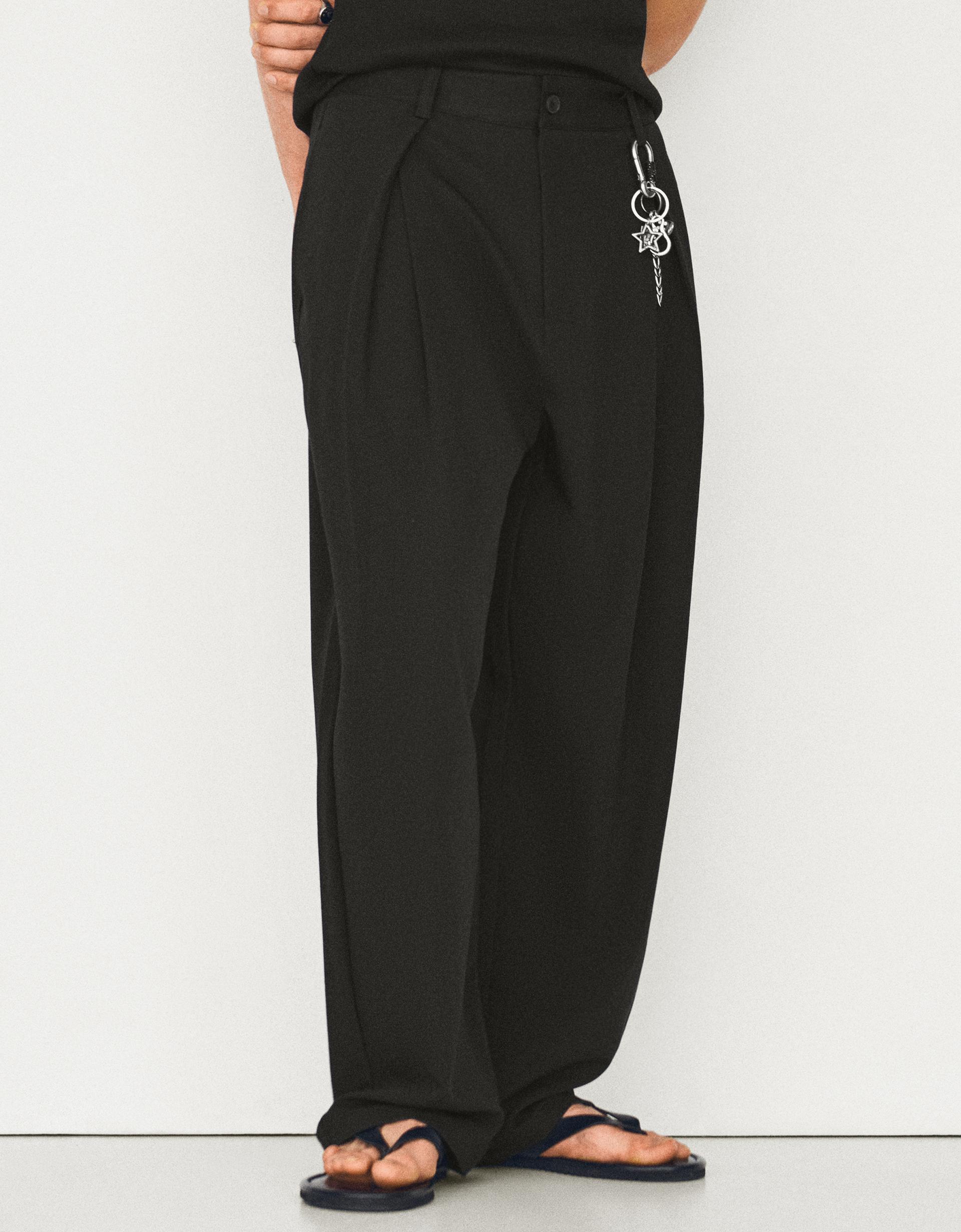 Bershka Pantalon baggy à pinces — Noir