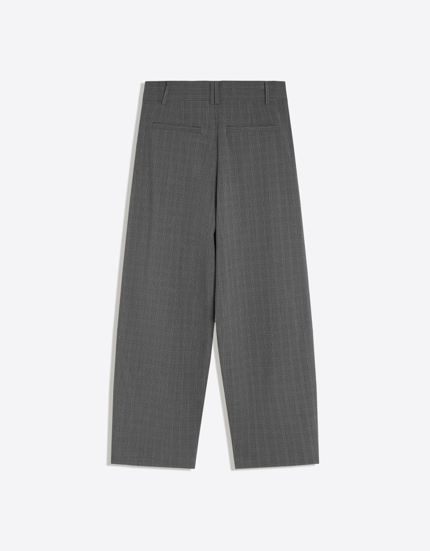 Bershka Pantalon baggy à pinces — checked grey