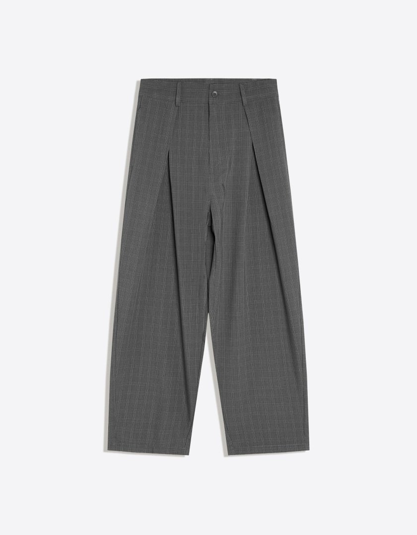 Bershka Pantalon baggy à pinces — checked grey