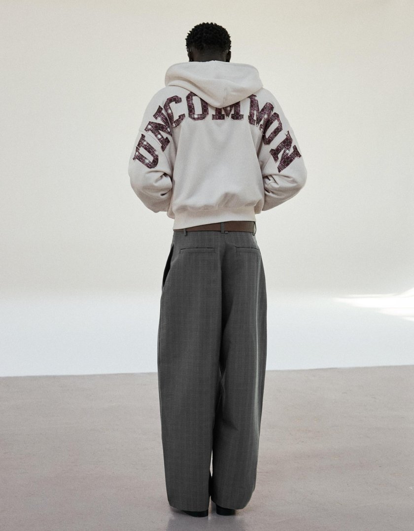 Bershka Pantalon baggy à pinces — checked grey