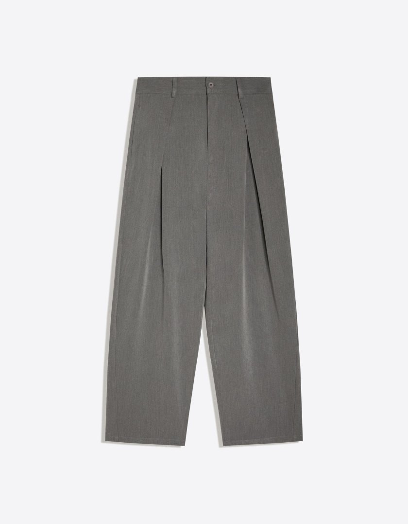 Bershka Pantalon baggy à pinces — Grey
