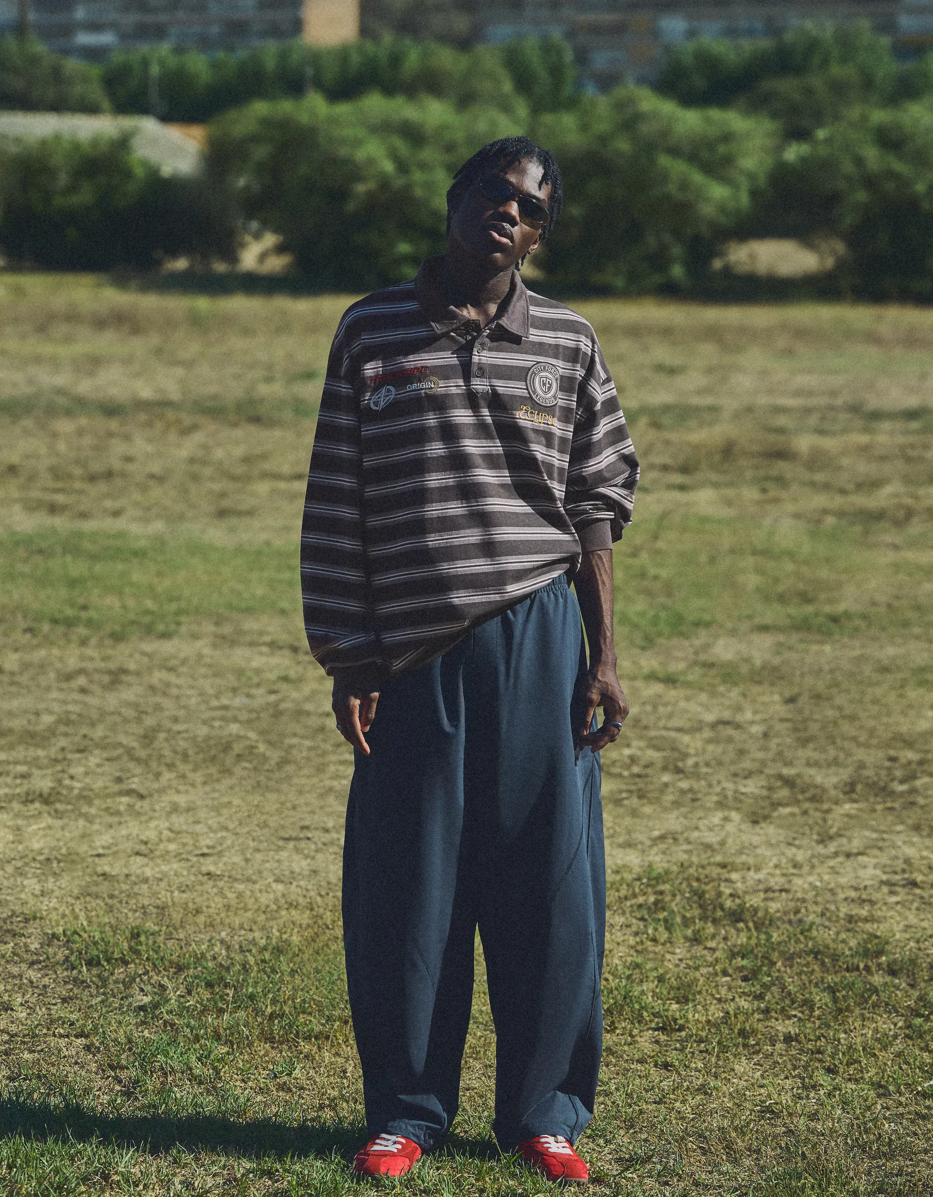 Bershka Striped Long-Sleeve Polo