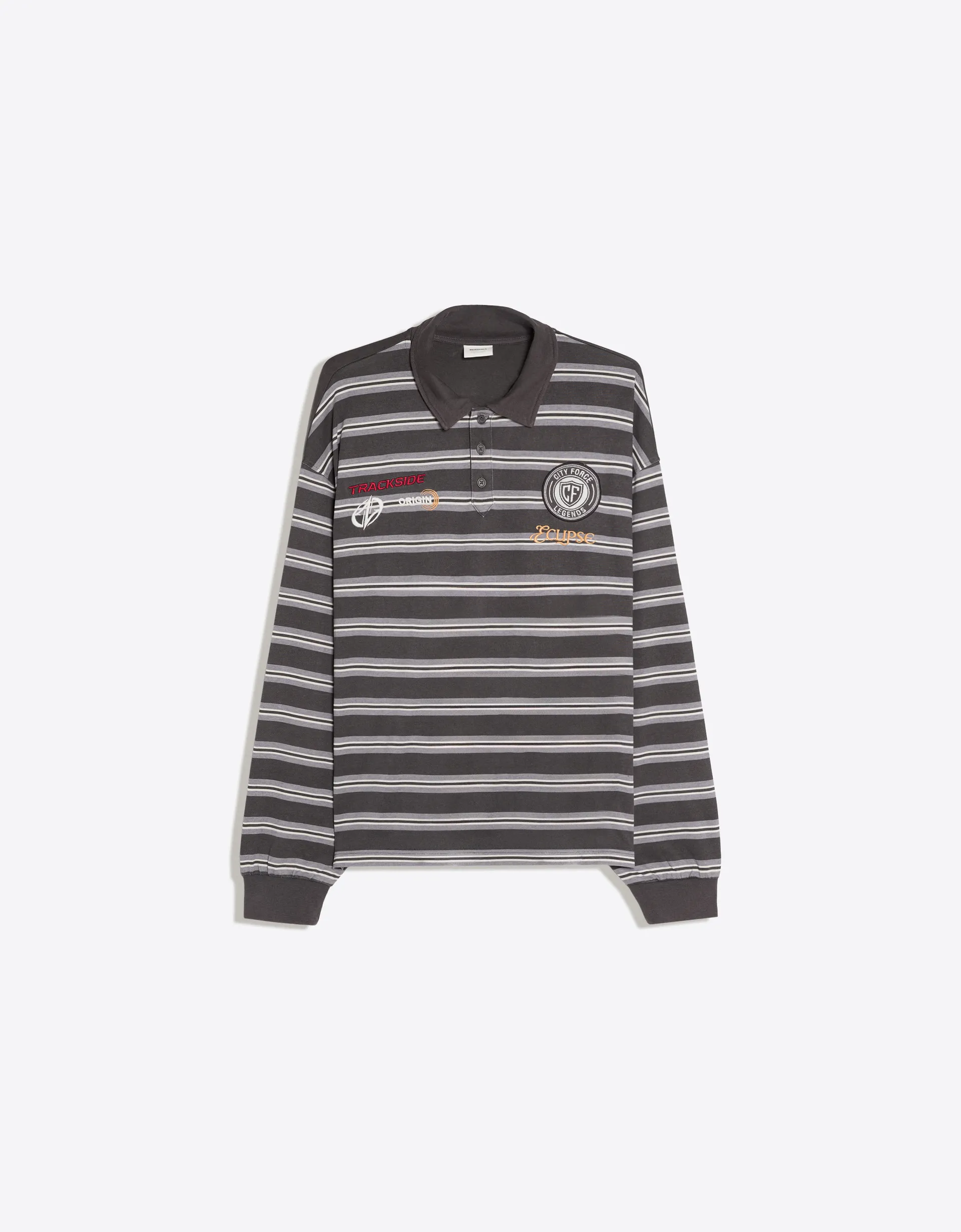 Bershka Striped Long-Sleeve Polo
