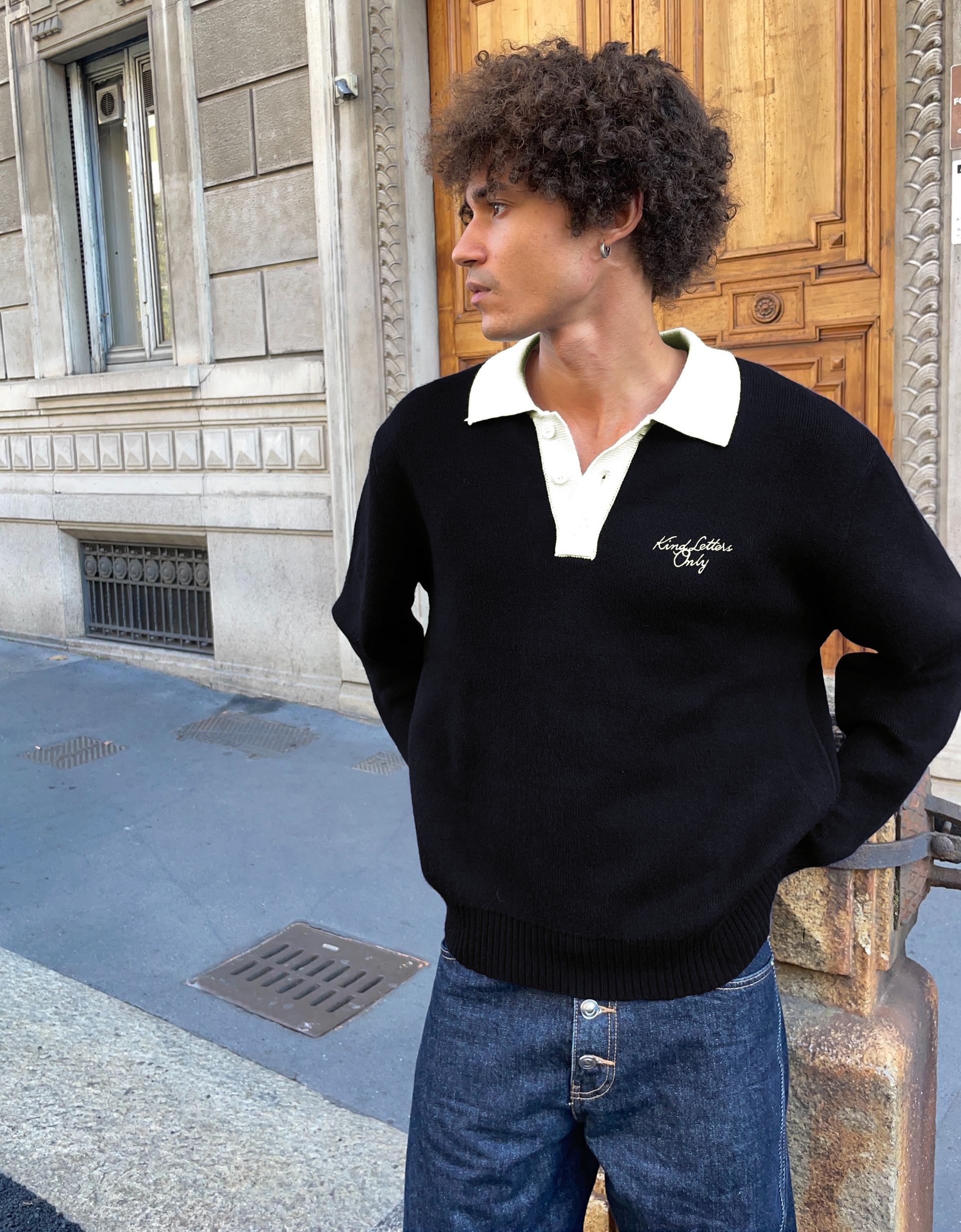 Pull Col Polo Contrasté