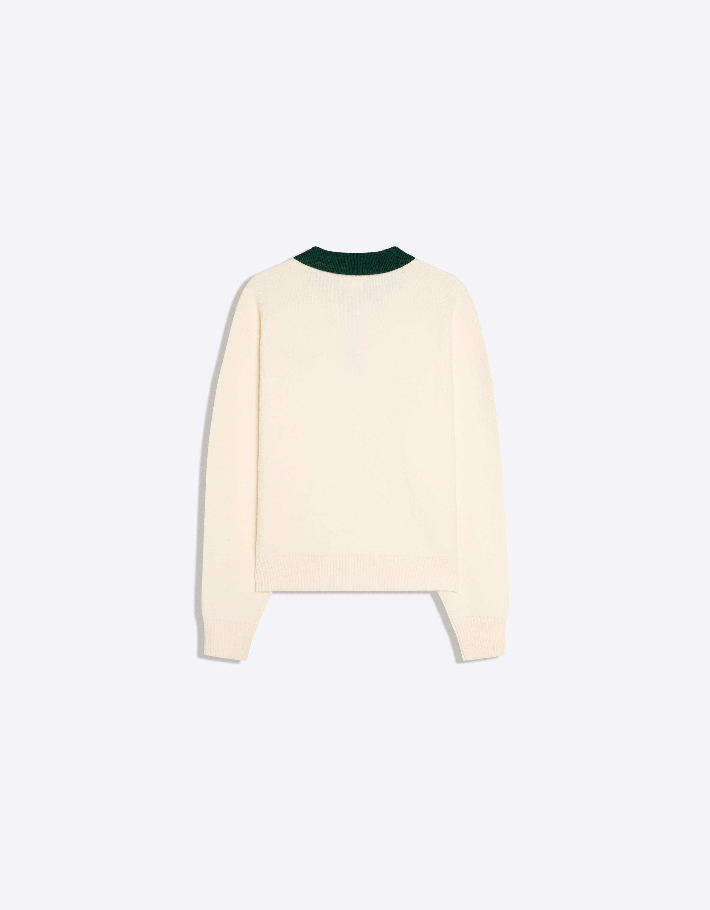 Bershka Contrast Polo Knit Sweater — Blanc cassé