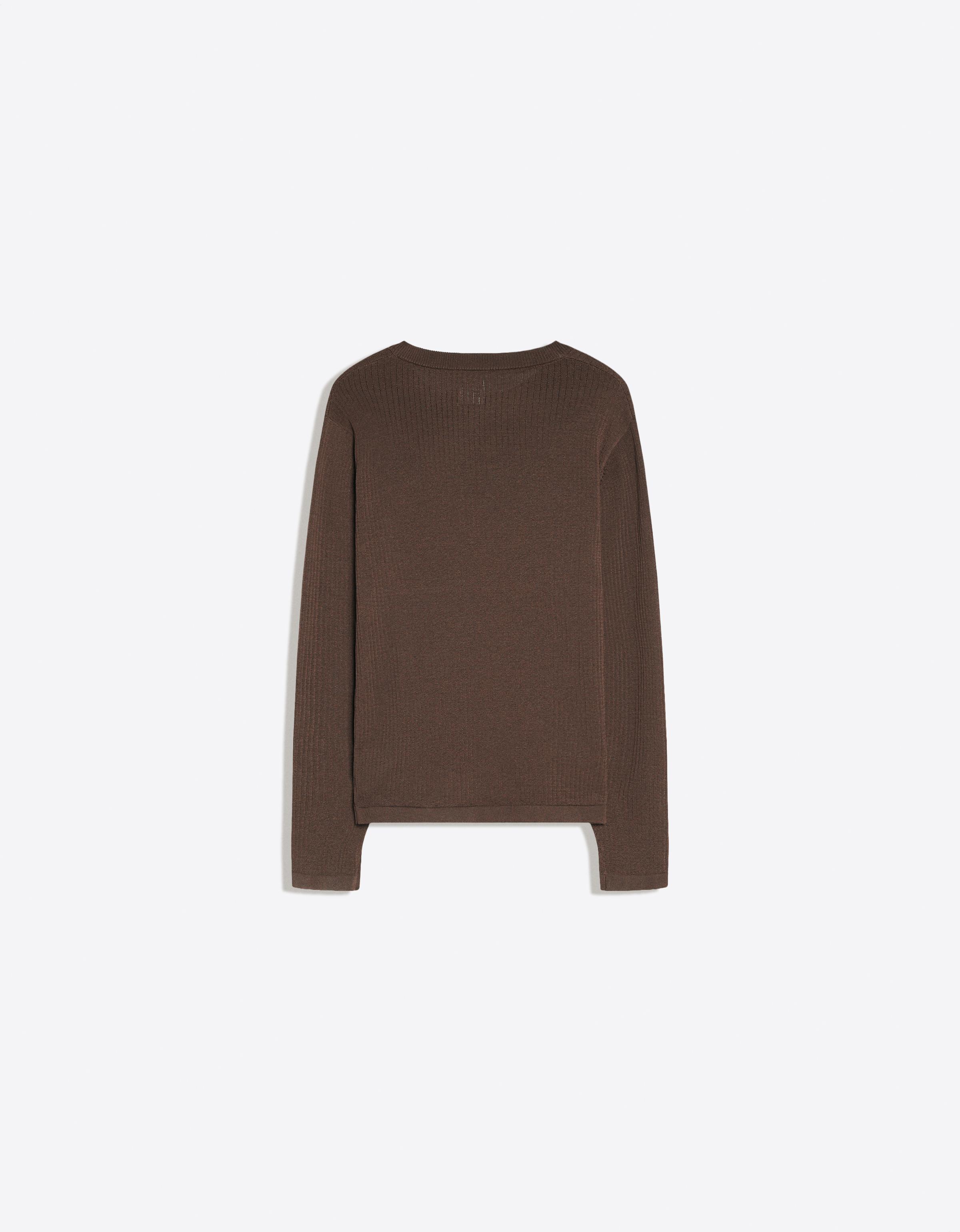 Bershka Tunisian Collar Knit Sweater — Marron
