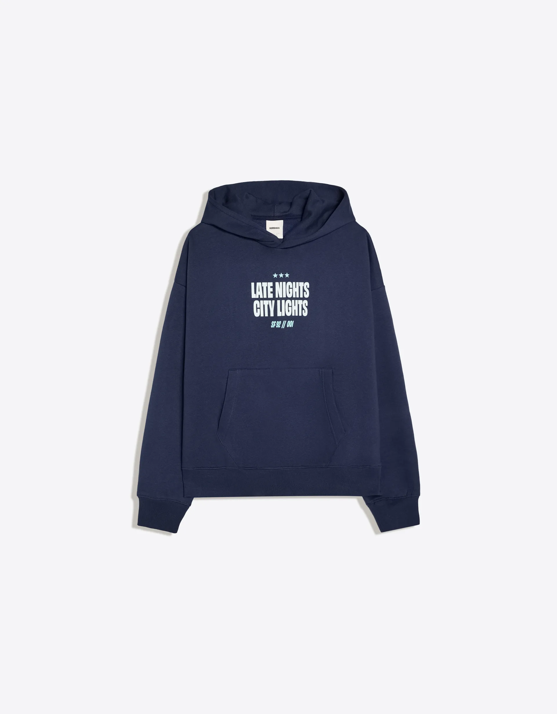 Bershka Sweat à capuche imprimé — Marine