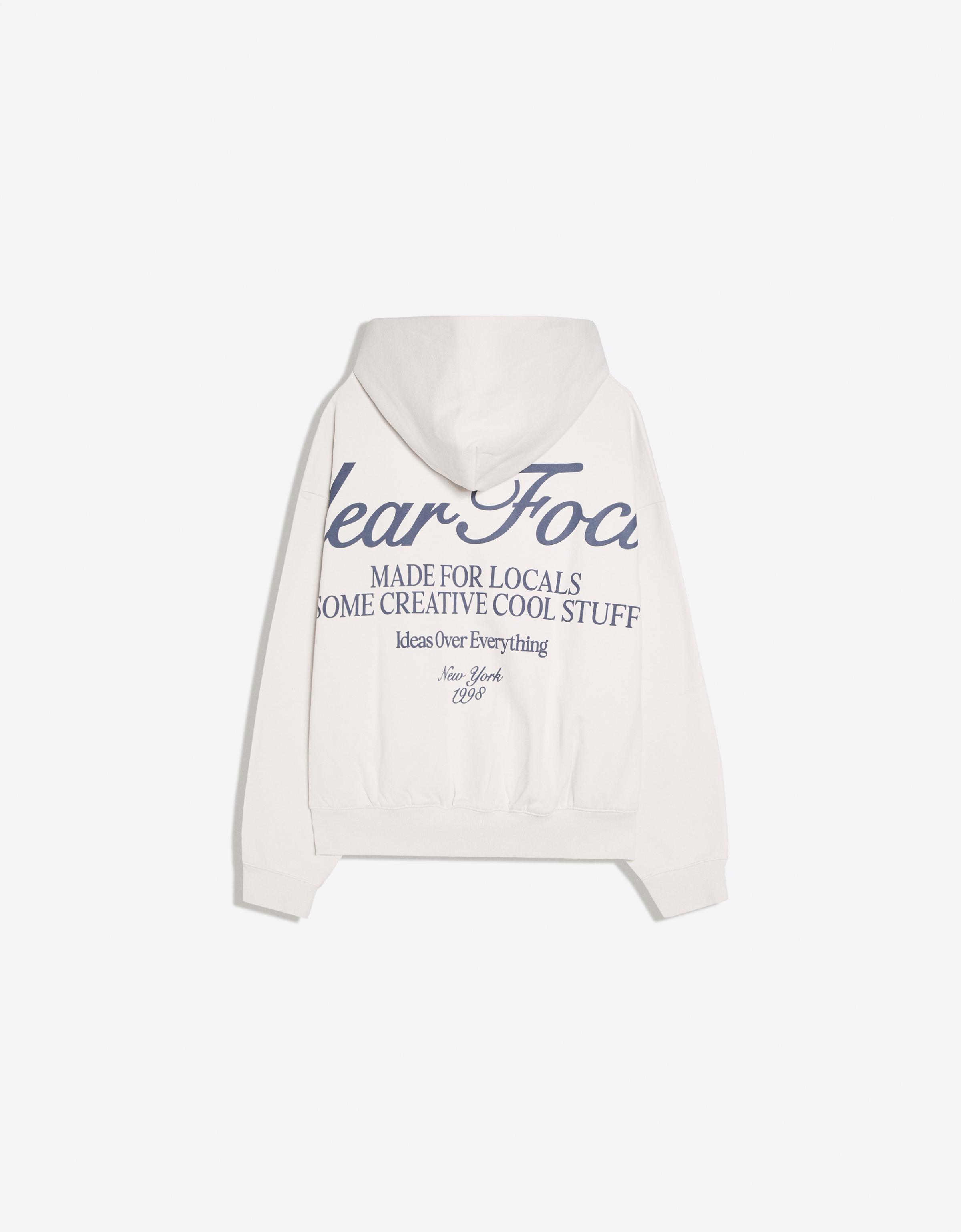 Bershka Sweat à capuche imprimé — Gris