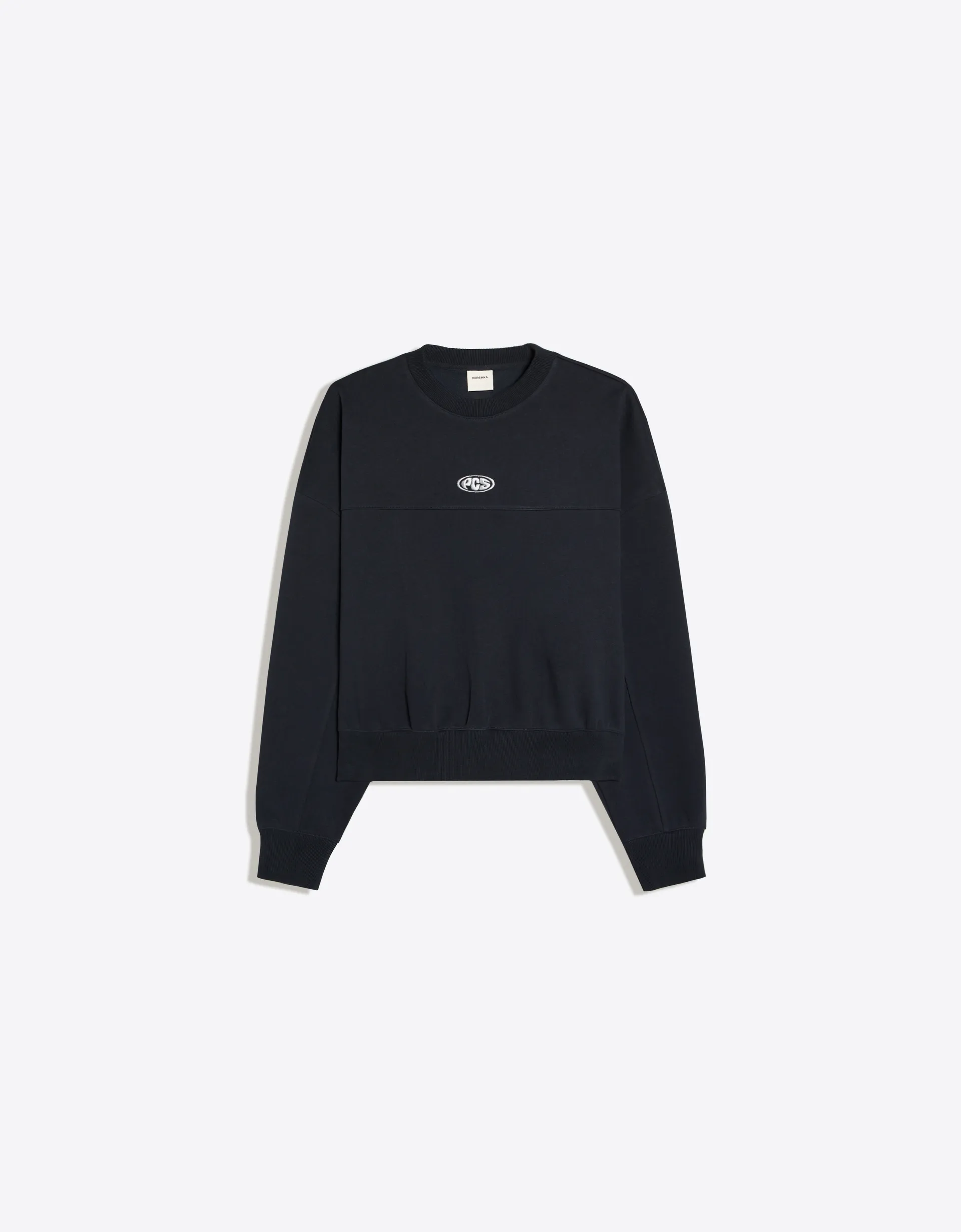 Bershka Patch Crewneck Sweatshirt — Marine