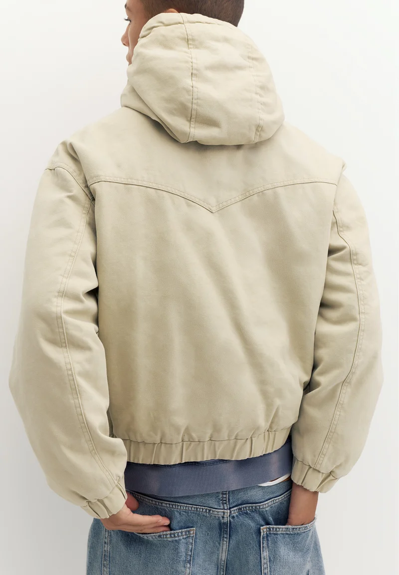 Pull&Bear Hooded Bomber Jacket — Beige