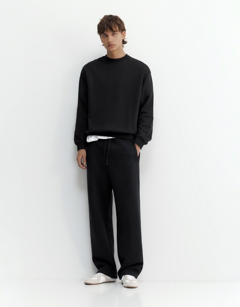 Pull&Bear Pull&Bear Relaxed fit sweatshirt in sky blue — Black