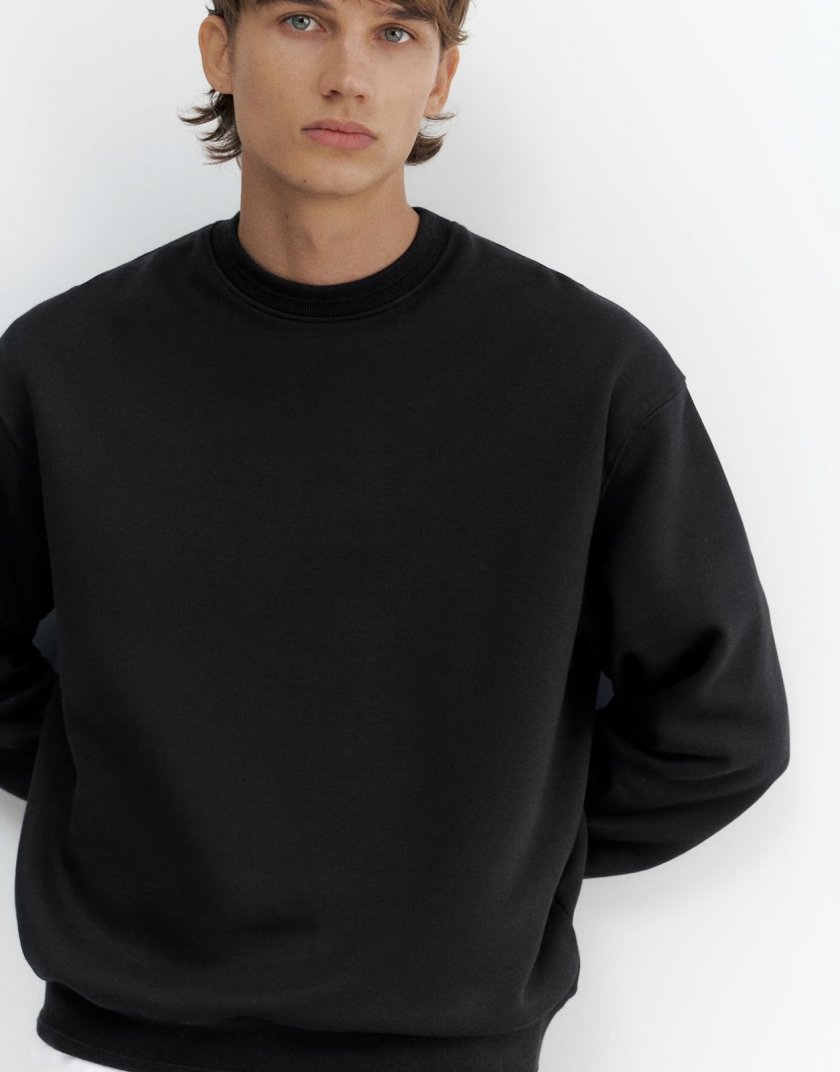 Pull&Bear Pull&Bear Relaxed fit sweatshirt in sky blue — Black