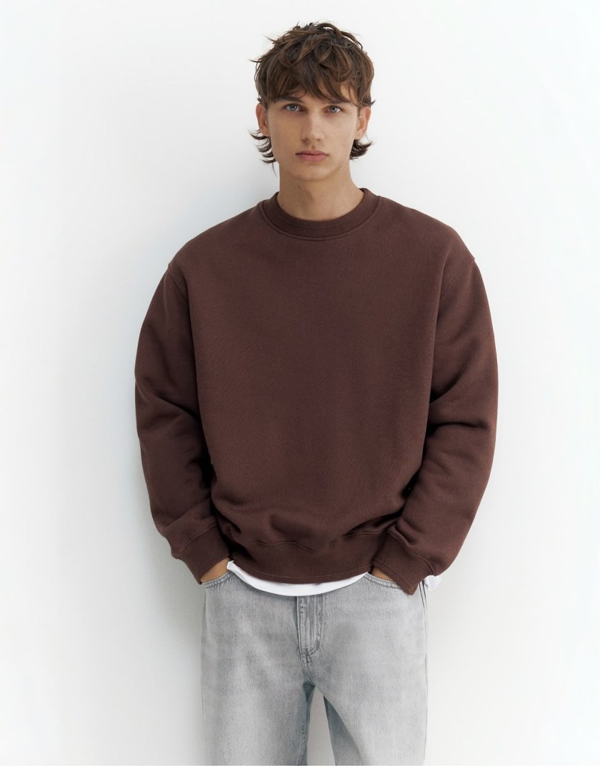 Pull&Bear Pull&Bear Relaxed fit sweatshirt in sky blue — Chocolate