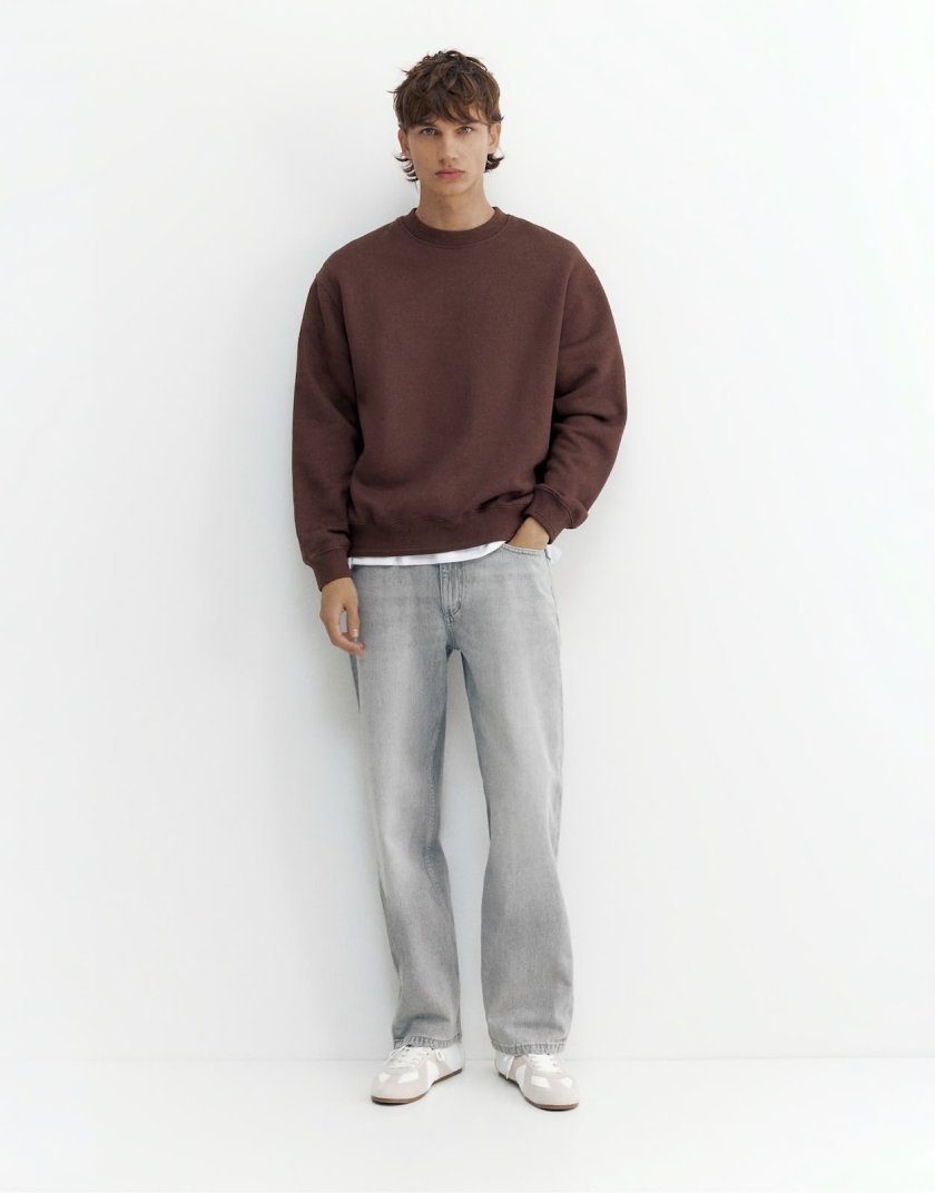 Pull&Bear Pull&Bear Relaxed fit sweatshirt in sky blue — Chocolate