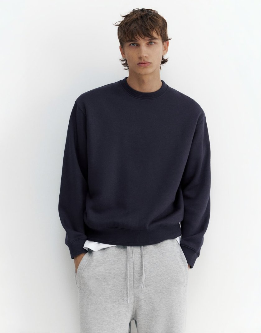 Pull&Bear Pull&Bear Relaxed fit sweatshirt in sky blue — Navy