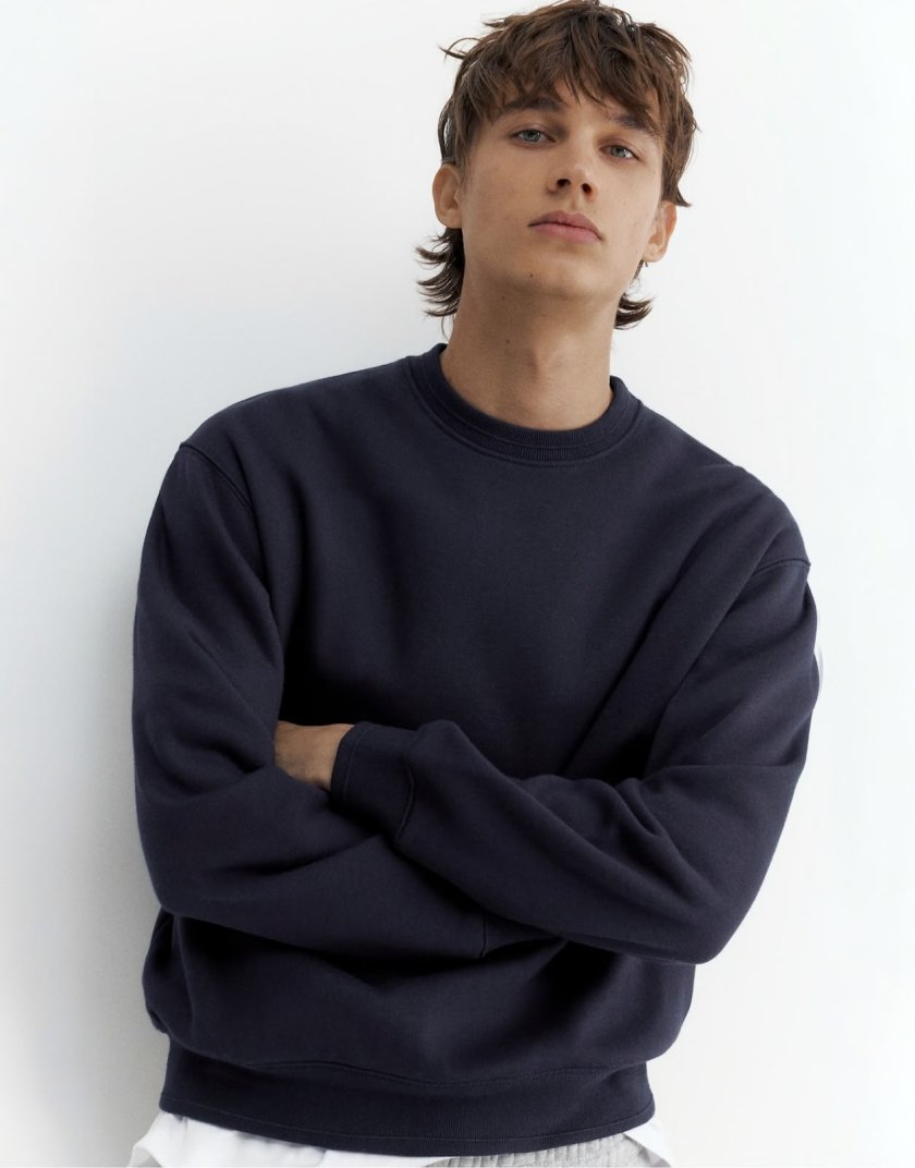 Pull&Bear Pull&Bear Relaxed fit sweatshirt in sky blue — Navy
