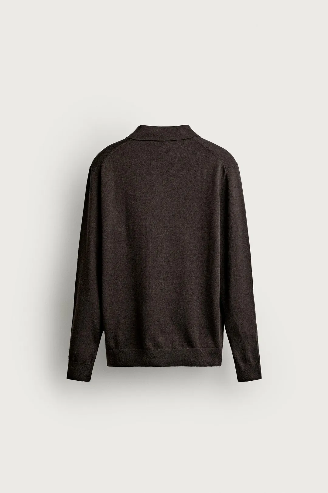 Zara Knit Polo Collar Sweater — Dark Brown