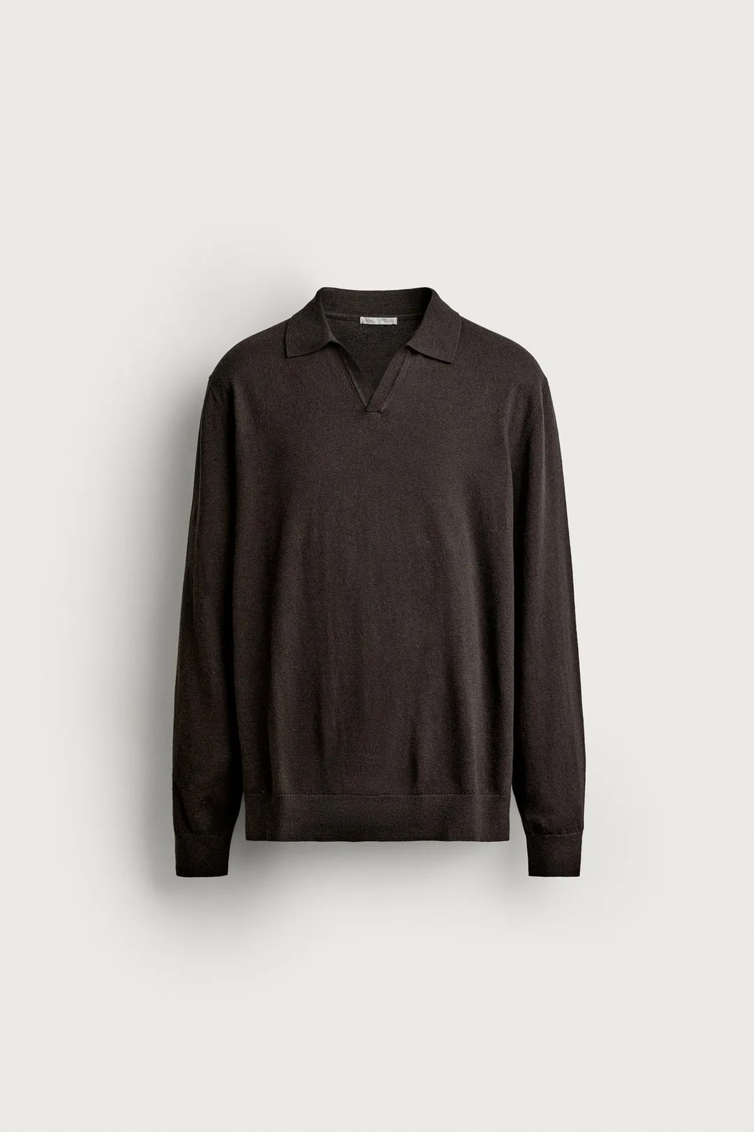 Zara Knit Polo Collar Sweater — Dark Brown