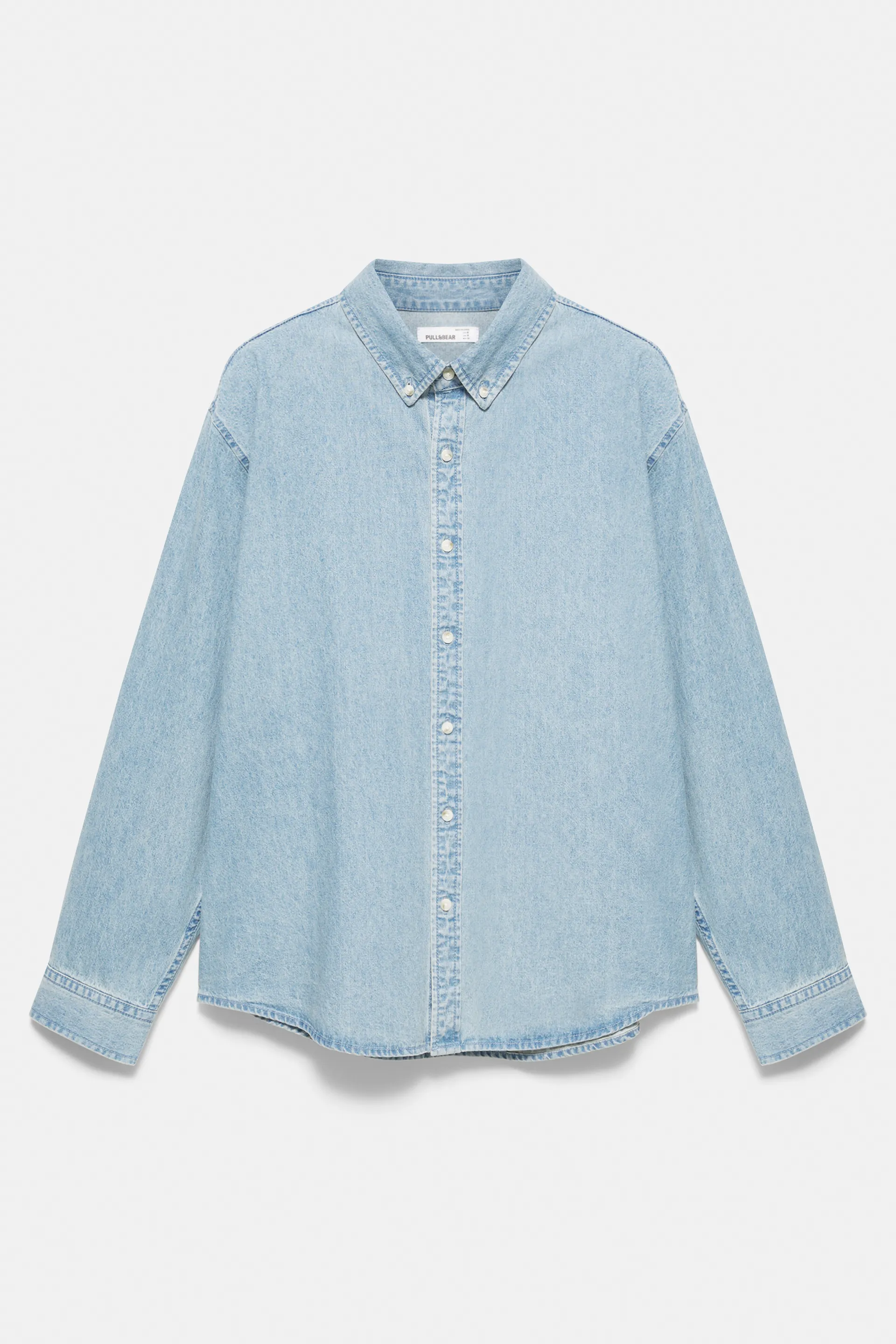 Pull&Bear Denim Shirt Long Sleeve — Blue