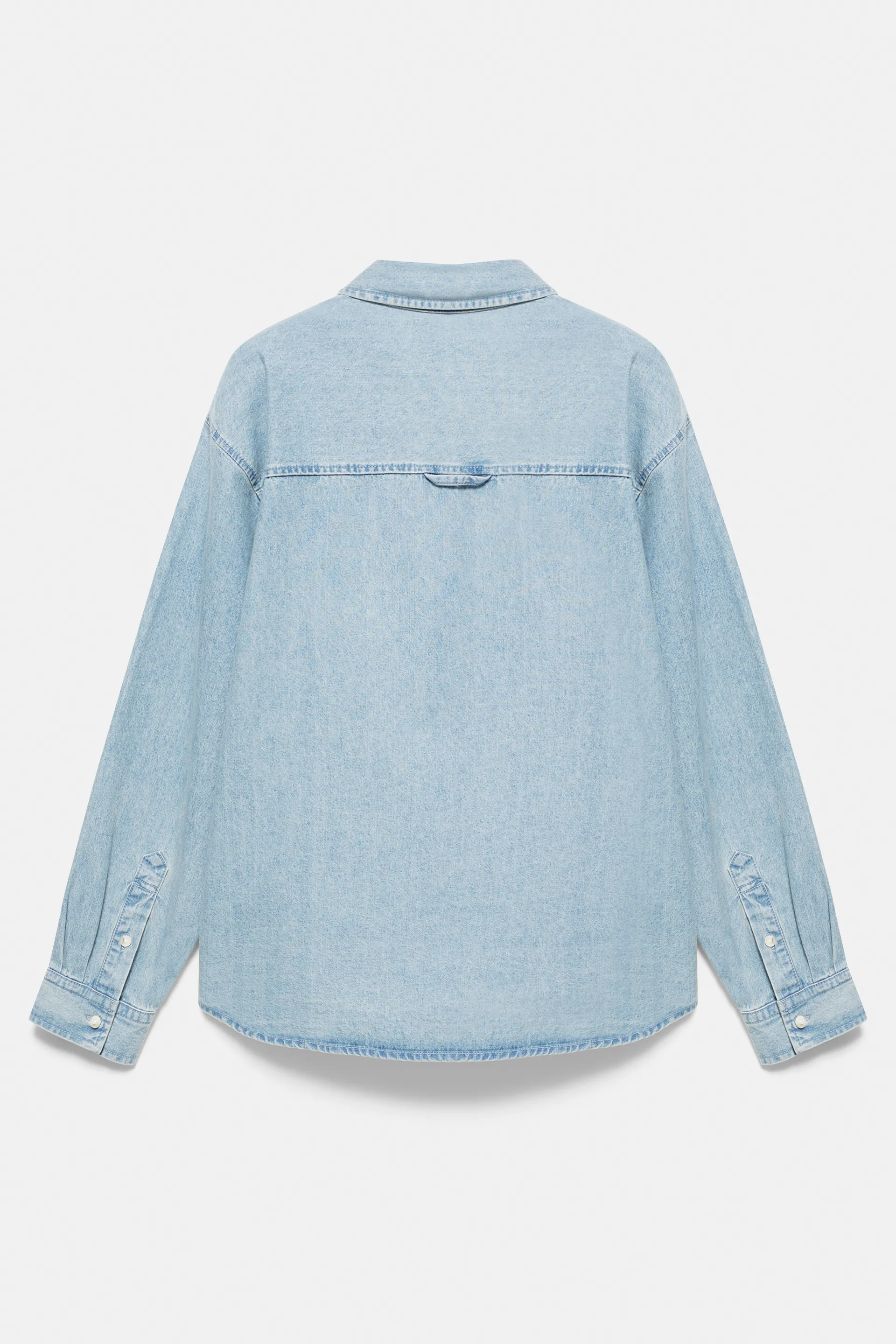 Pull&Bear Denim Shirt Long Sleeve — Blue
