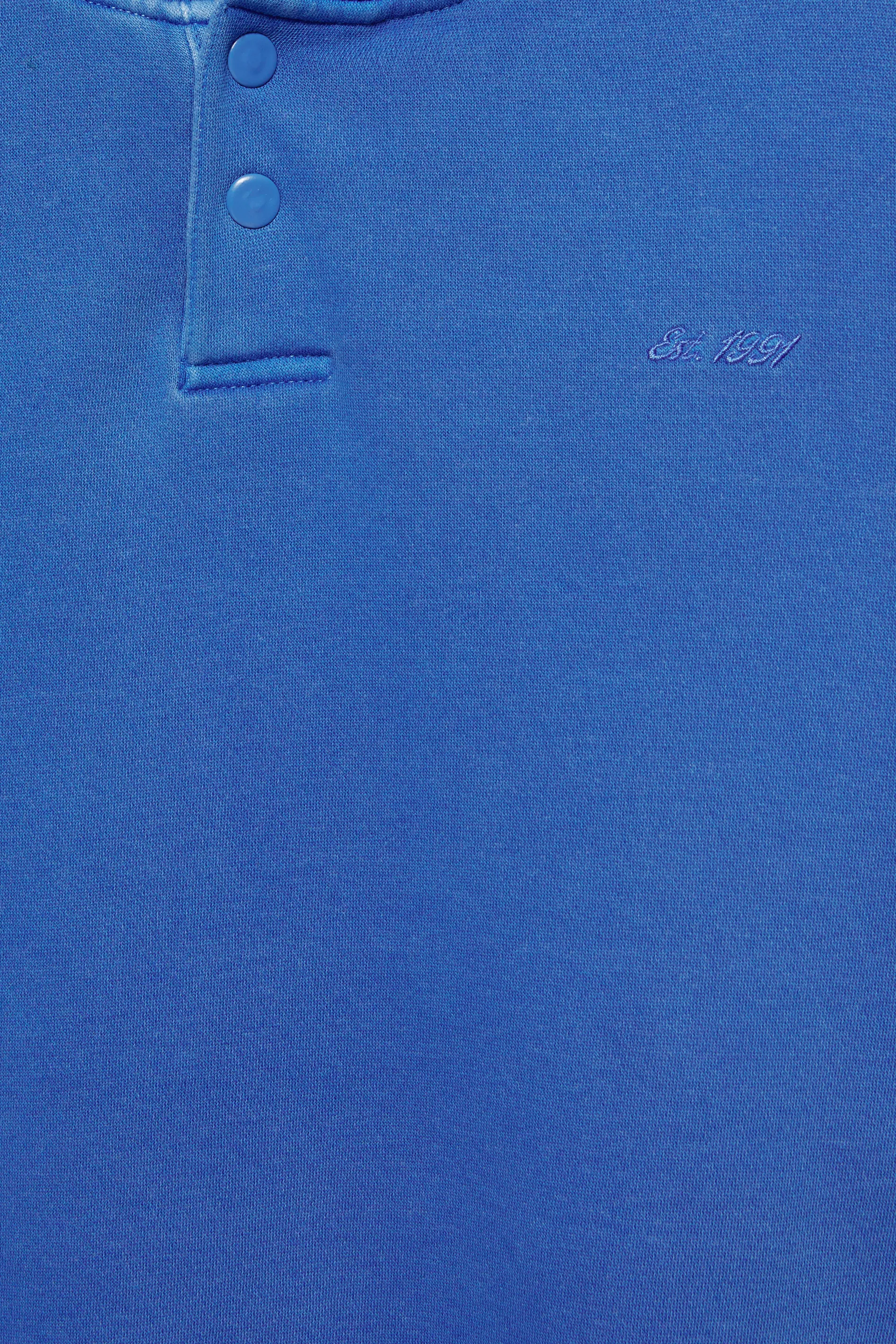 Pull&Bear Henley Button Sweatshirt — Blue