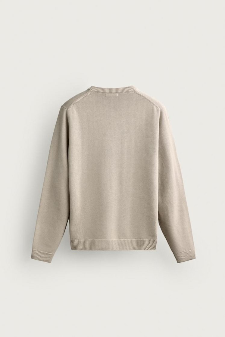 Zara Cotton Knit Regular Sweater — Sand