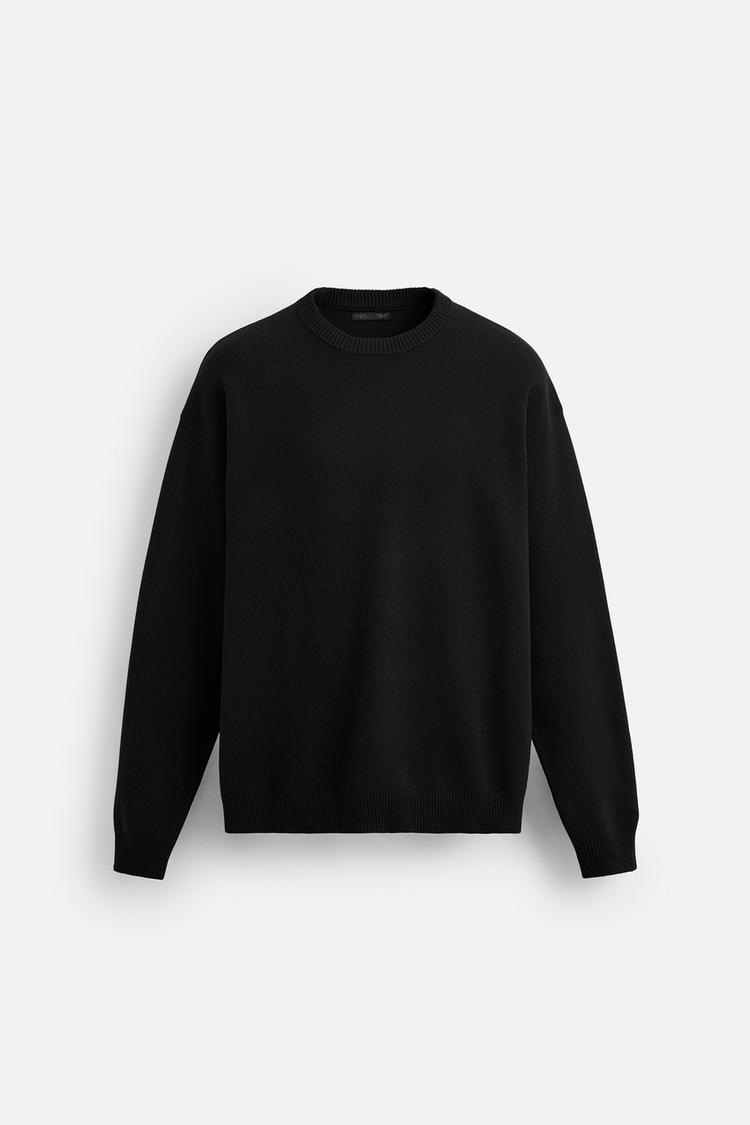 Zara Essential Knit Crewneck — black