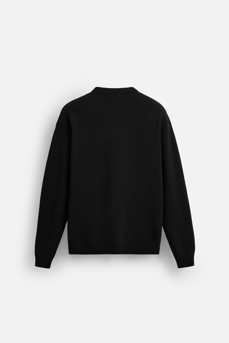Zara Essential Knit Crewneck — black