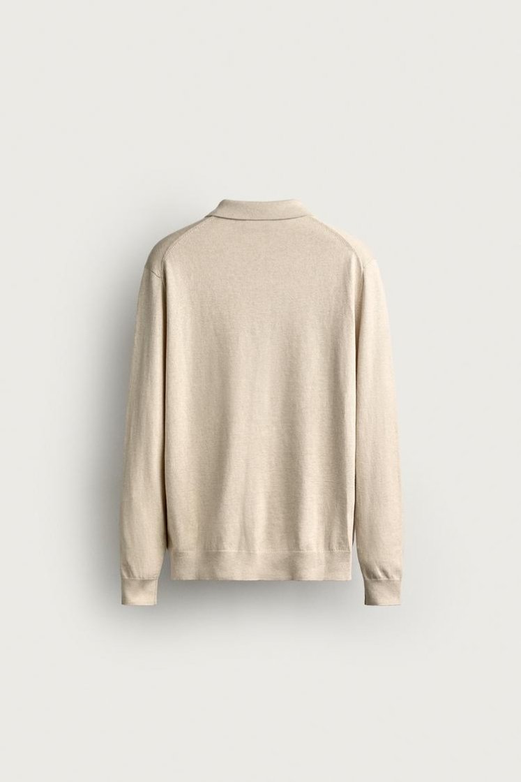 Zara Knit Polo Collar Sweater — Cream